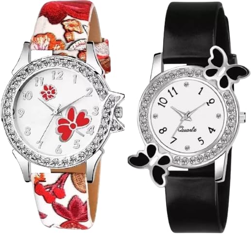QALIBA Girls Analog Watch - Stylish Multicolor Belt Combo Watch for Girls & Women | Fashion Accessory for School, Parties & Everyday Wear