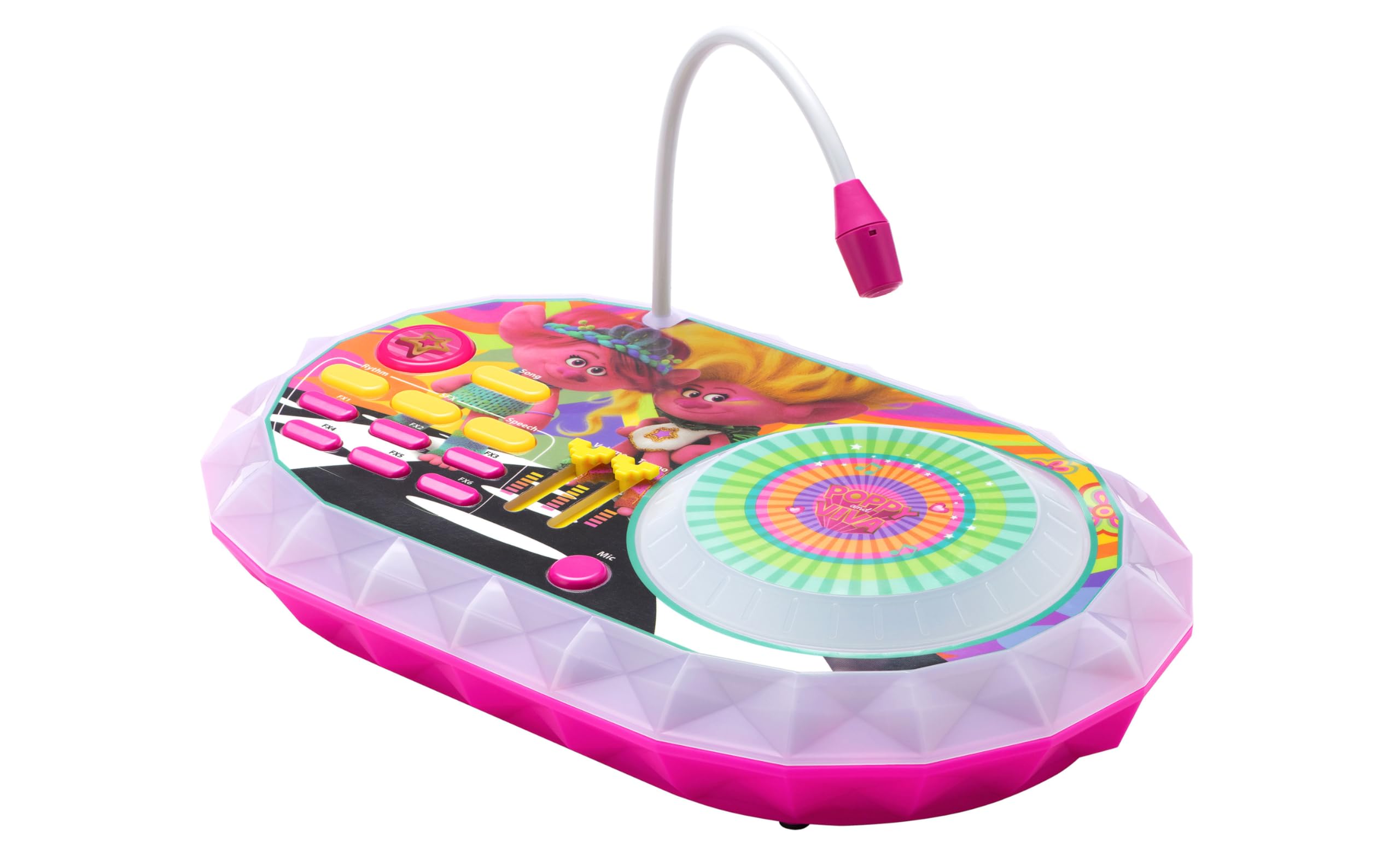 eKids Trolls DJ Turntable Toy with Microphone - Fun Party Mixer for Kids & Fans