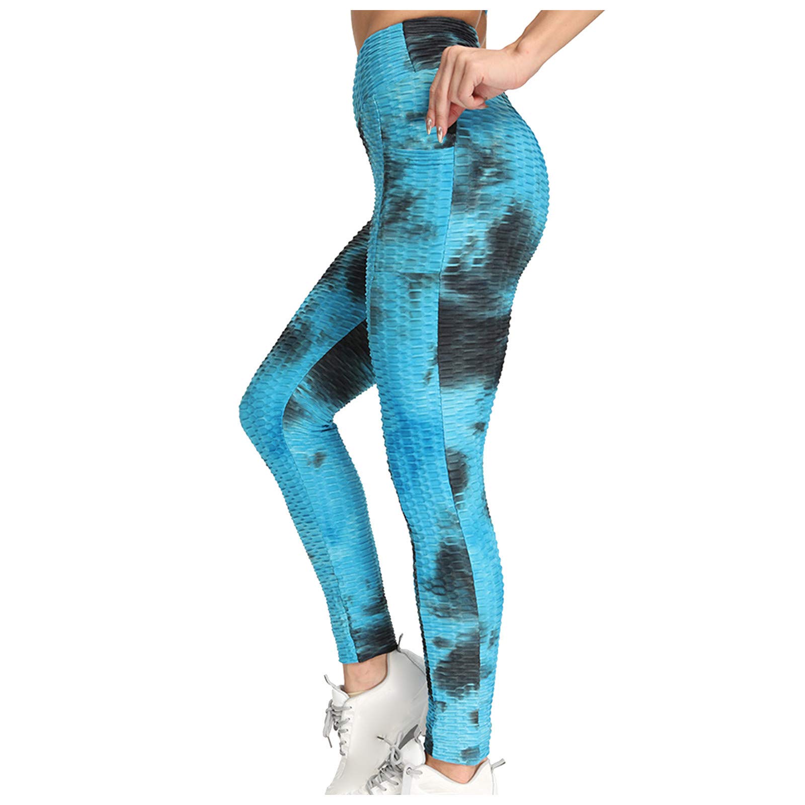 CSBYBD High Waisted Tie-Dye Yoga Pants for Women - Breathable Workout Pants with Pockets, Stretchy Bubble Design for Gym, Running, Pilates & Lounge Wear