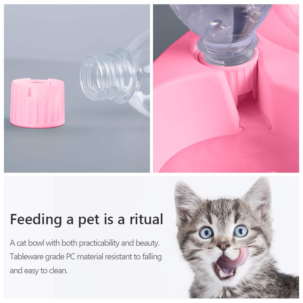 MILIFUN Double Dog Cat Bowls - 15° Tilted Pet Food and Water Bowl Set with Automatic Waterer Bottle for Small & Medium Dogs & Cats - Perfect for Home, Travel, and Outdoor Use