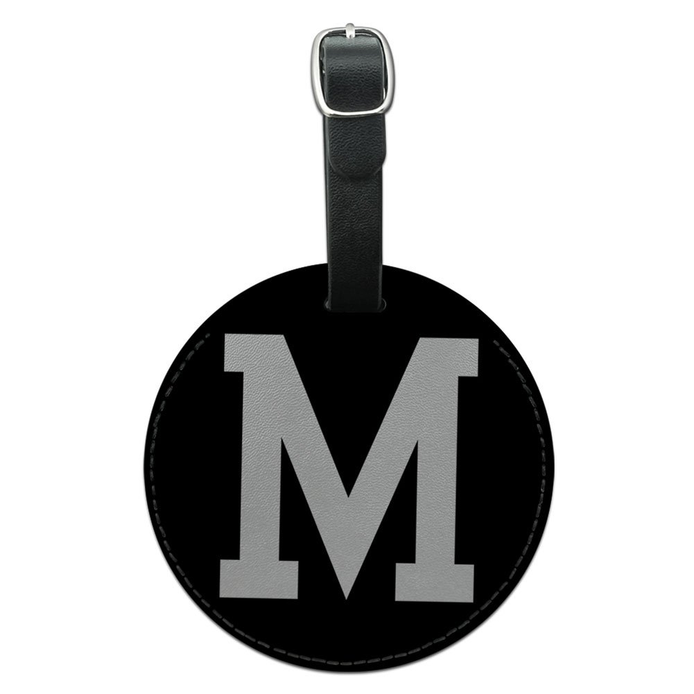 Personalized Leather Luggage Tag with Letter M Initial - White Round Suitcase ID Tag for Carry-On Bags - Perfect for Travel, Business Trips & Vacation Identification