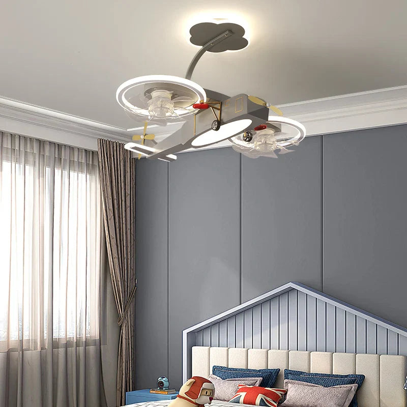 Kids Airplane Fan Light - LED Ceiling Fan with Remote for Bedroom, Nursery & Playroom | Perfect for Cooling & Decorating Children's Rooms