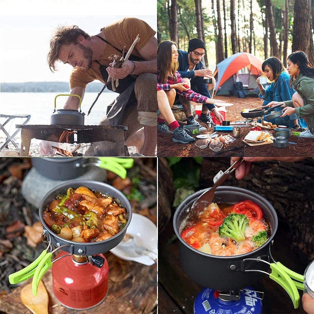 Suturun Lightweight Non-Stick Camping Cookware Set - Portable Mess Kit with Pots & Pans for Backpacking, Hiking, Picnics | Perfect for Outdoor Cooking, Camping Trips & RV Adventures