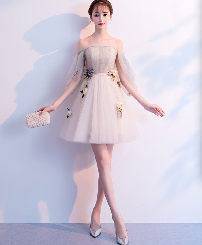 Light Champagne Tulle Short Prom Dress - Elegant Homecoming Party Gown for Teens, Sweet 16, Quinceañera & Formal Events | Perfect for Dances, Graduation & Special Occasions