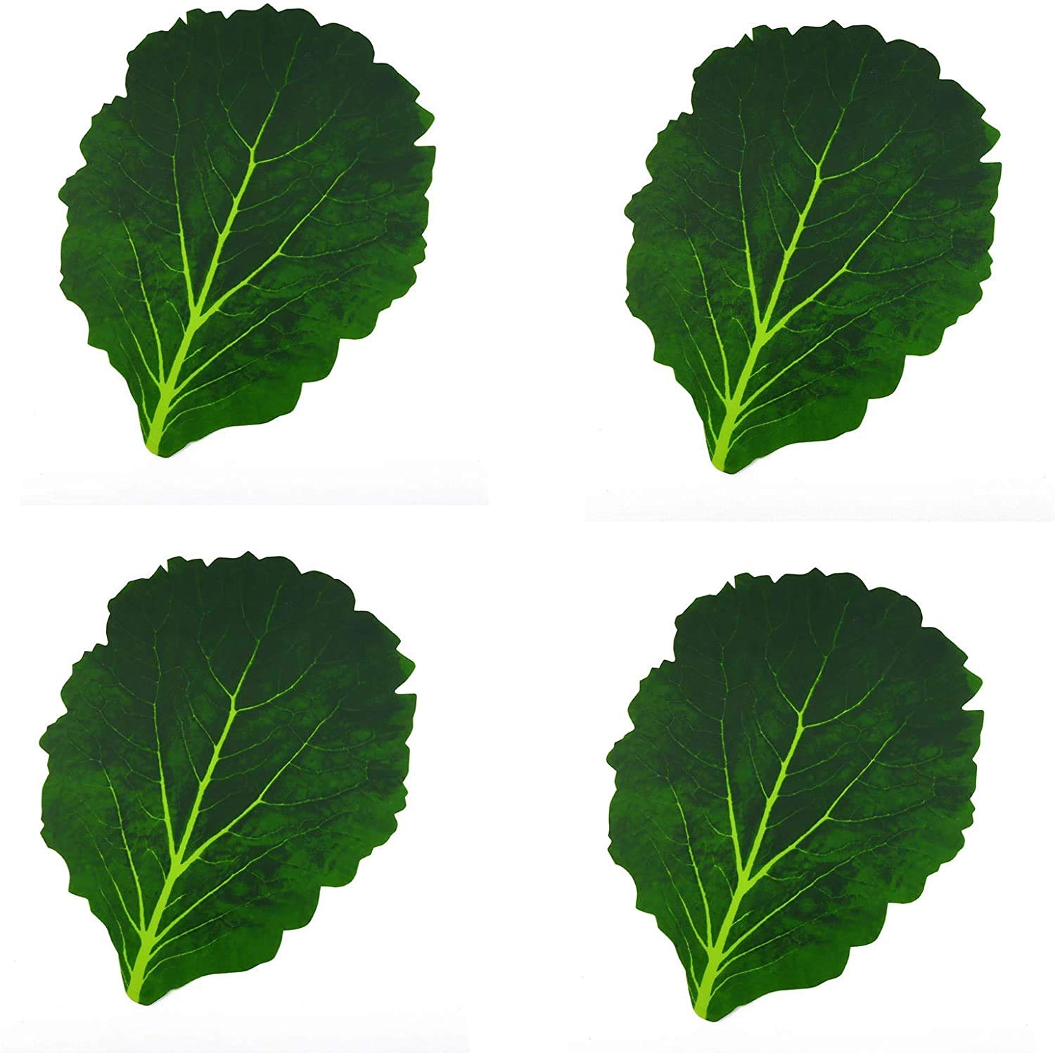 BHSHUXI 4-Pack Artificial Cabbage Leaf Placemats, Decorative Vegetable Leaf Dining Table Mats for Home, Kitchen, and Party Decor