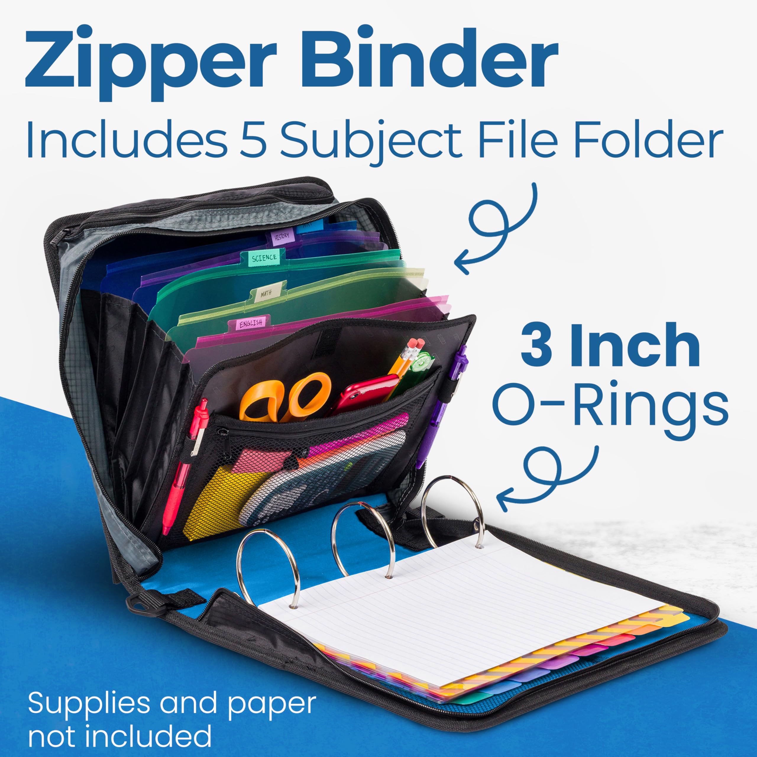 Case-it Mighty Zip Tab Zipper Binder - 3