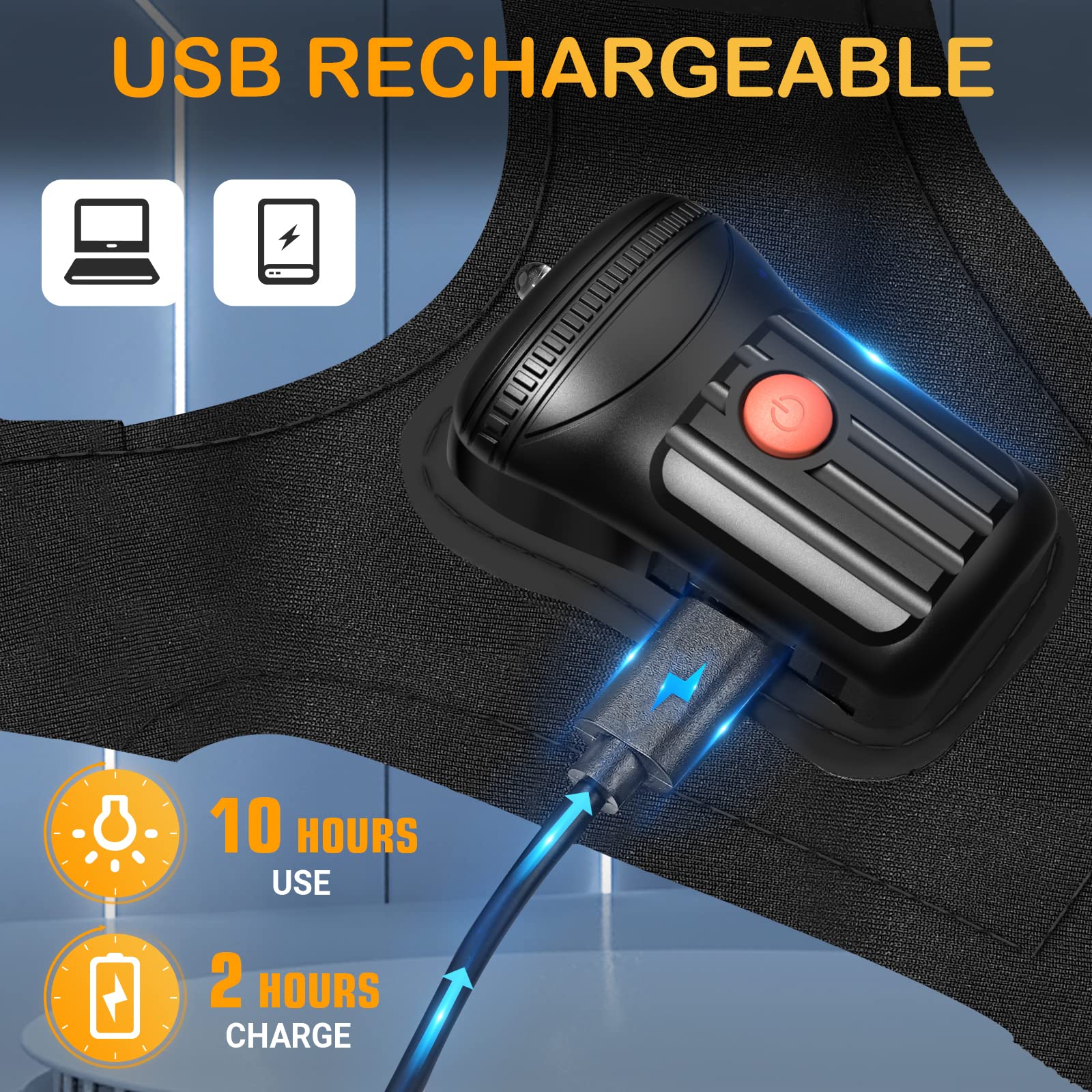 Rechargeable LED Flashlight Gloves for Men - Hands-Free Light for Fishing, Camping, Repairing & Outdoor Activities - Perfect Christmas, Birthday Gifts for Dad, Husband & Teen Boys - Cool Gadgets & Stocking Stuffers