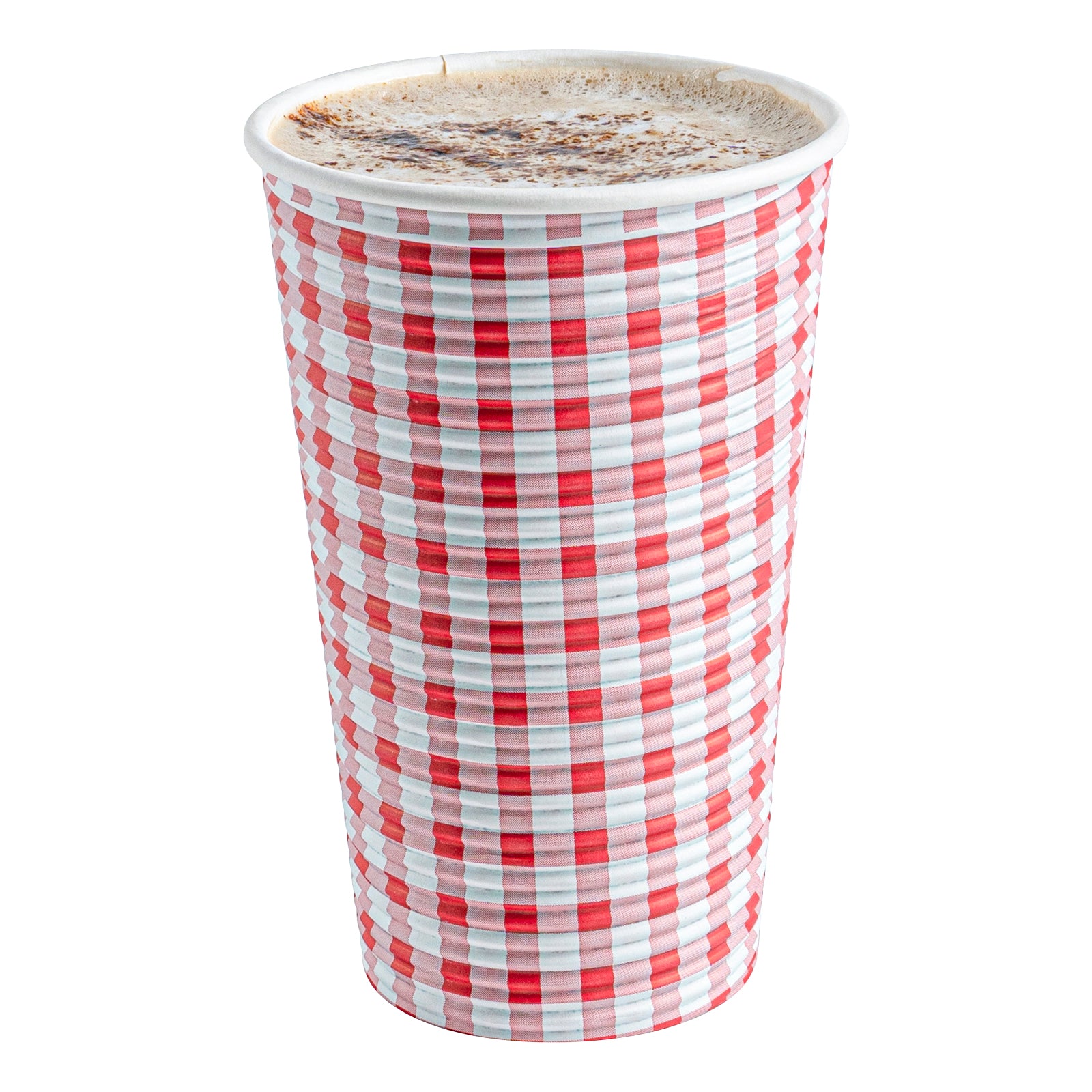 16 oz Disposable Paper Coffee Cups with Picnic Print - Spiral Wall Design - 3.5