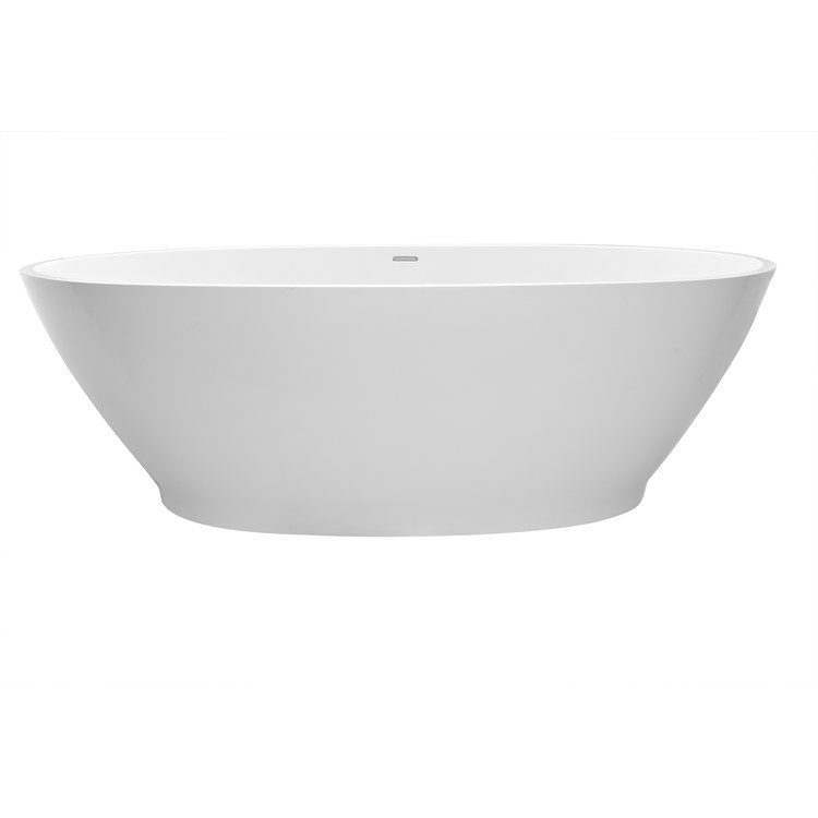 Alissa 64.75 x 33.5 Inch Freestanding Air Tub - White Gloss Oval Sculpturestone Bathtub - 90 Gallon Capacity - 22 Inch Depth - Perfect for Luxury Bathrooms & Spa Relaxation