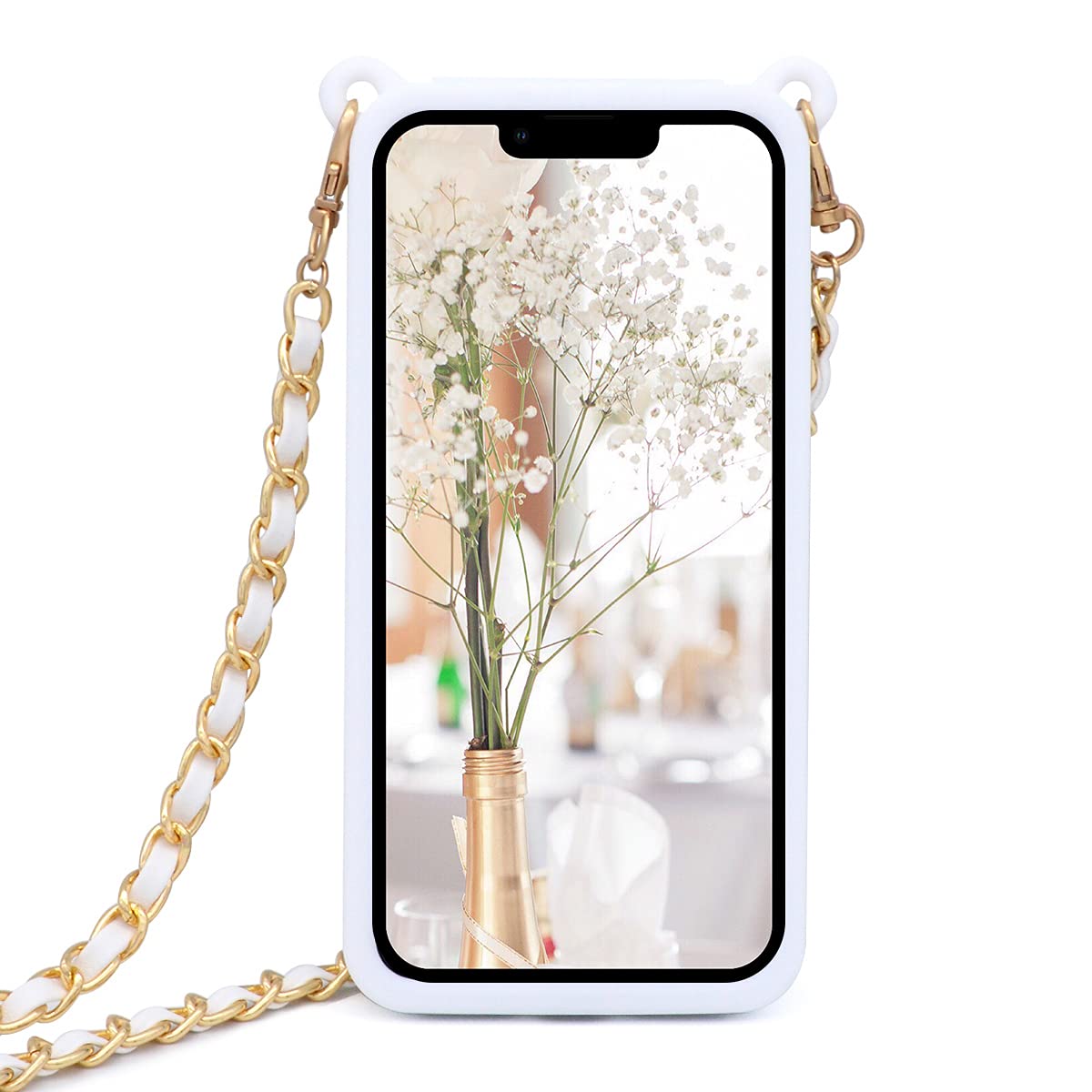 Premium Crossbody iPhone 13 Pro Max Wallet Case with Neck Strap - Slim Credit Card Holder & Soft Silicone Protection Cover for Women (White) | Perfect for Travel, Shopping & Everyday Use
