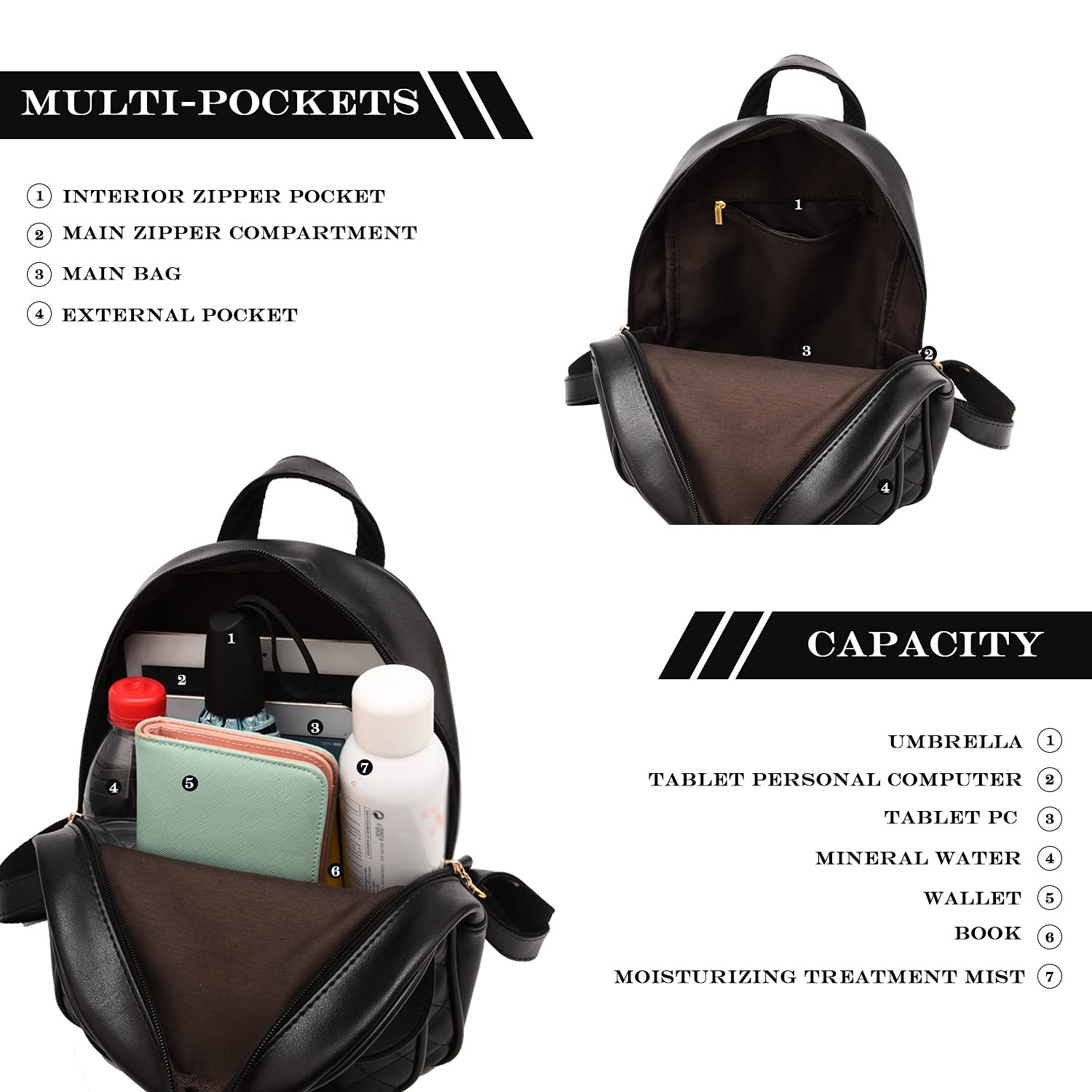 EVEOUT Women's PU Leather Backpack - Stylish 3-Piece Set for Daily Use & Travel