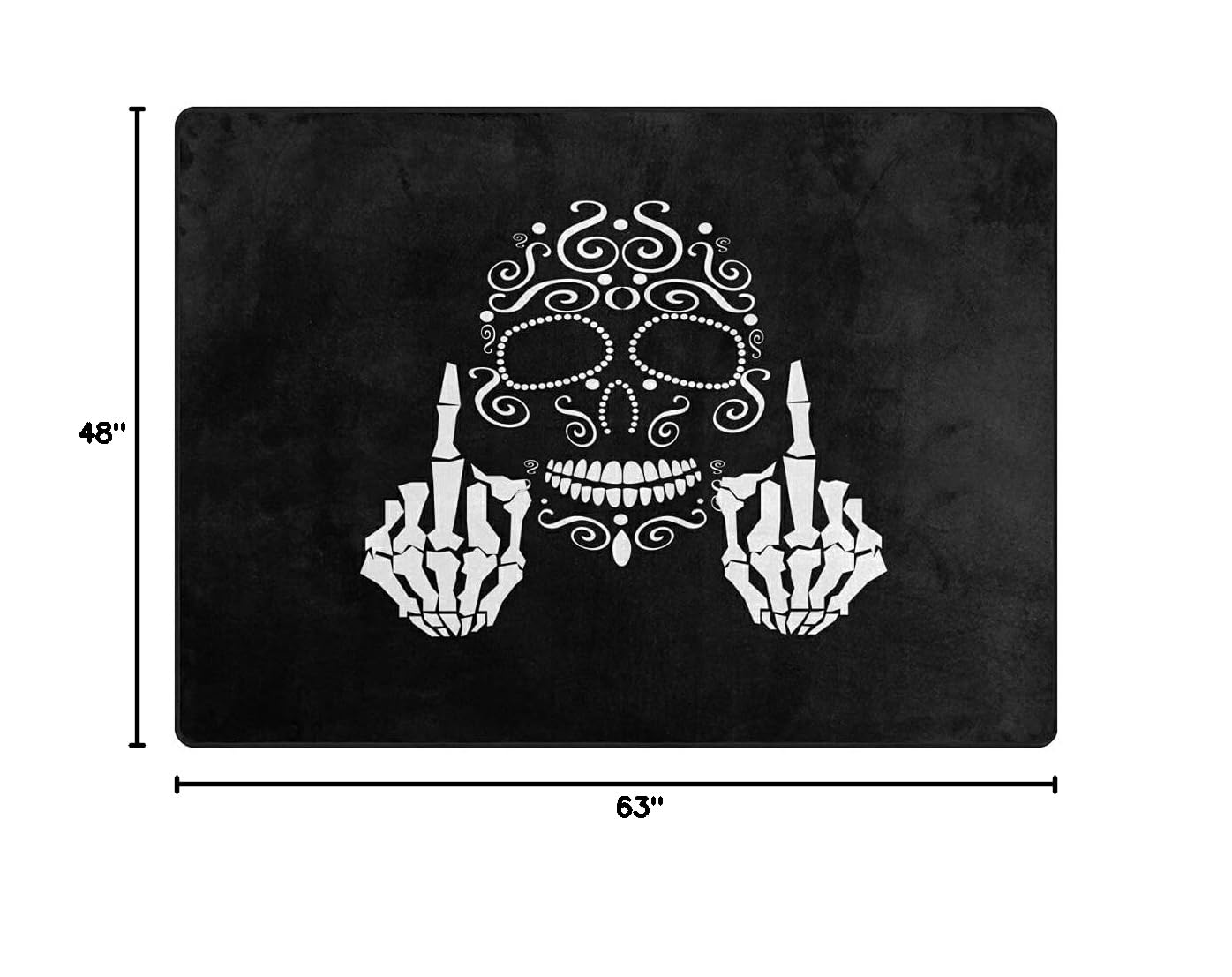 ALAZA Sugar Skull Middle Finger Black Area Rug 5'3