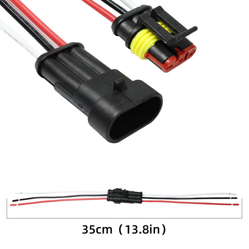 3 Pin Waterproof Electrical Connector 16 AWG - Male & Female Automotive Wire Connectors for Car, Truck, Boat - 5 Pack - Secure Wiring for Harsh Weather & Marine Environments