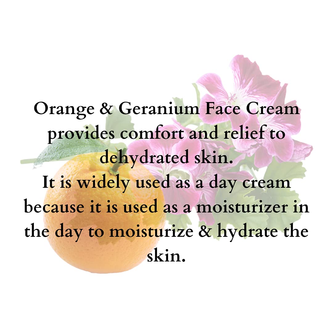 Organic Orange & Geranium Face Cream - 50g | 100% Natural Hydrating Moisturizer with Essential Oils | Anti-Aging, Wrinkle Reduction & Brightening for All Skin Types | Made in India | Perfect for Dry Skin Care Routine & Nighttime Skincare Regimen