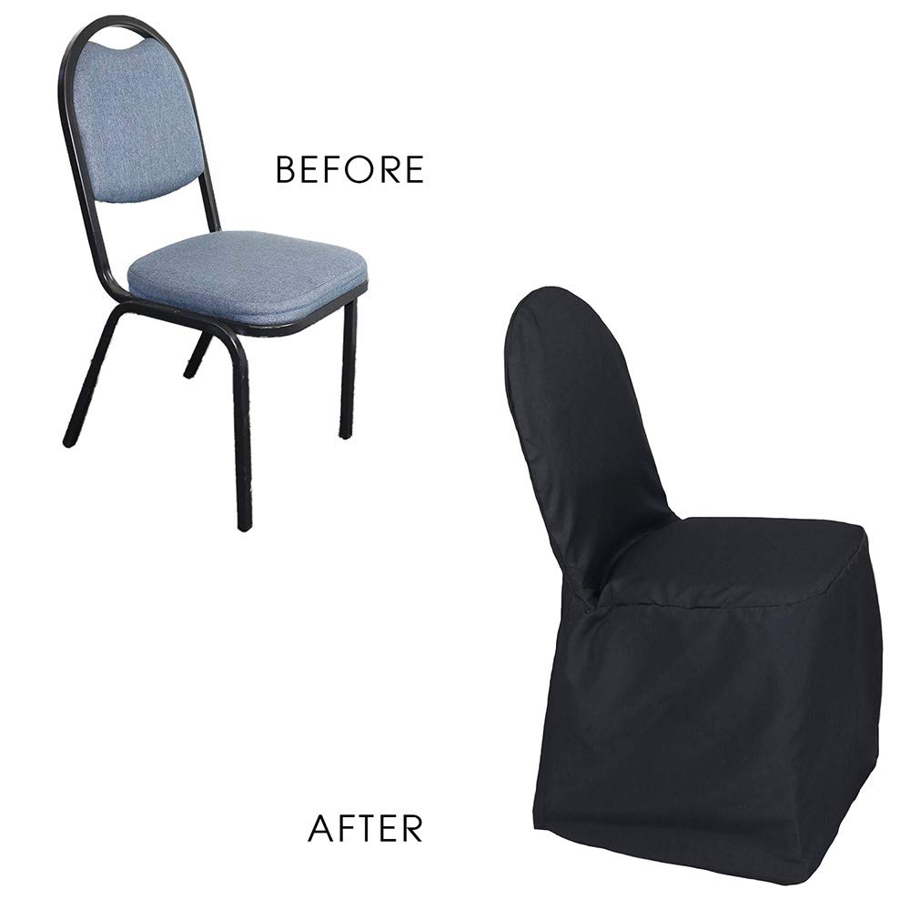 Black Polyester Chair Covers for Banquet Chairs - Wedding & Event Decor