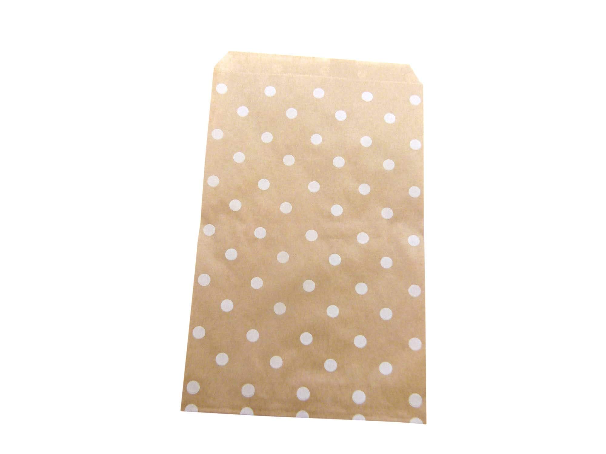 100 Pack 8.5x11 Inch White Polka Dot Brown Kraft Paper Gift Bags | Eco-Friendly Party Favor Bags for Cookies, Treats, Gifts & Retail Packaging | Perfect for Birthday Parties, Weddings, Baby Showers & Holiday Gifting