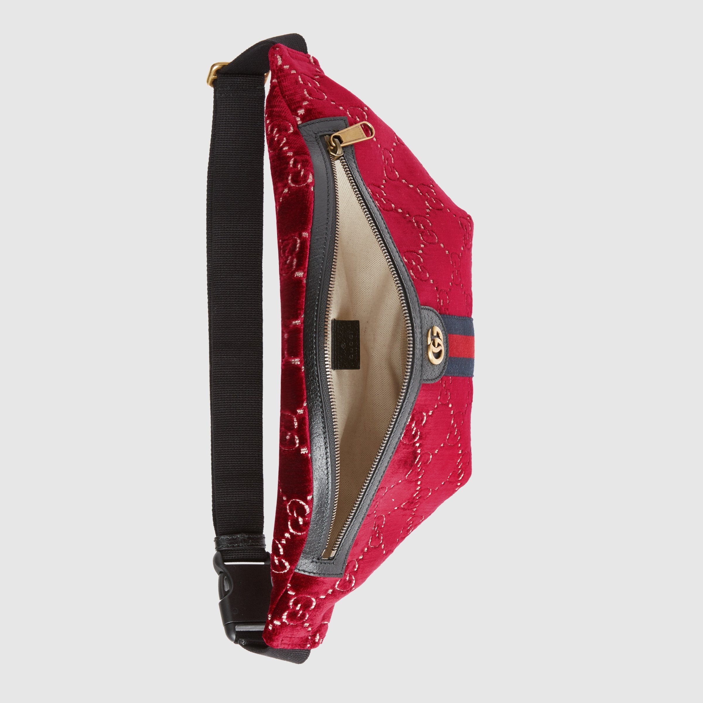 GG Velvet Belt Bag for Women - Stylish Red Waist Pack Fanny Pack for Running, Travel & Daily Use