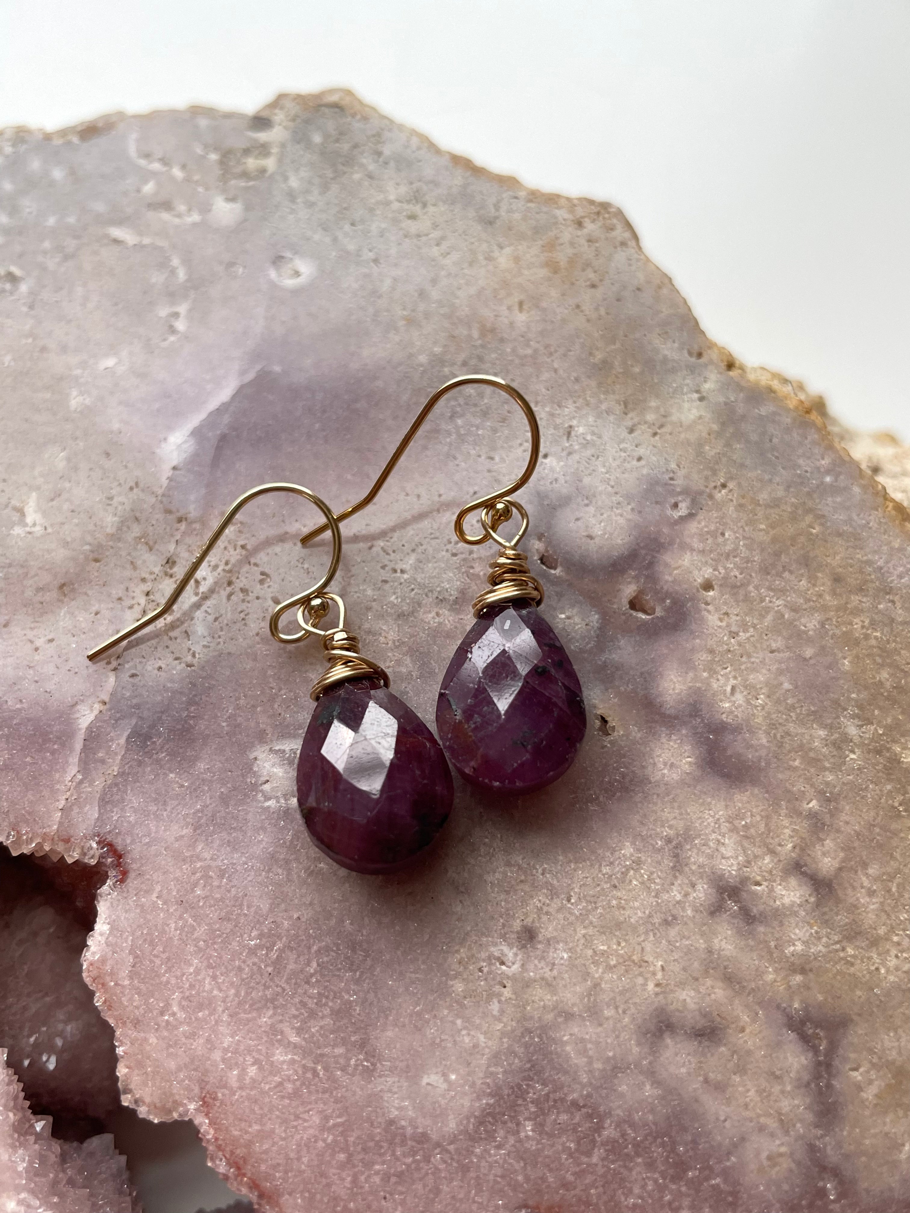 Exquisite Ruby Teardrop Earrings for Women - 14K Gold Plated Dangle Earrings | Perfect for Weddings, Parties & Special Occasions
