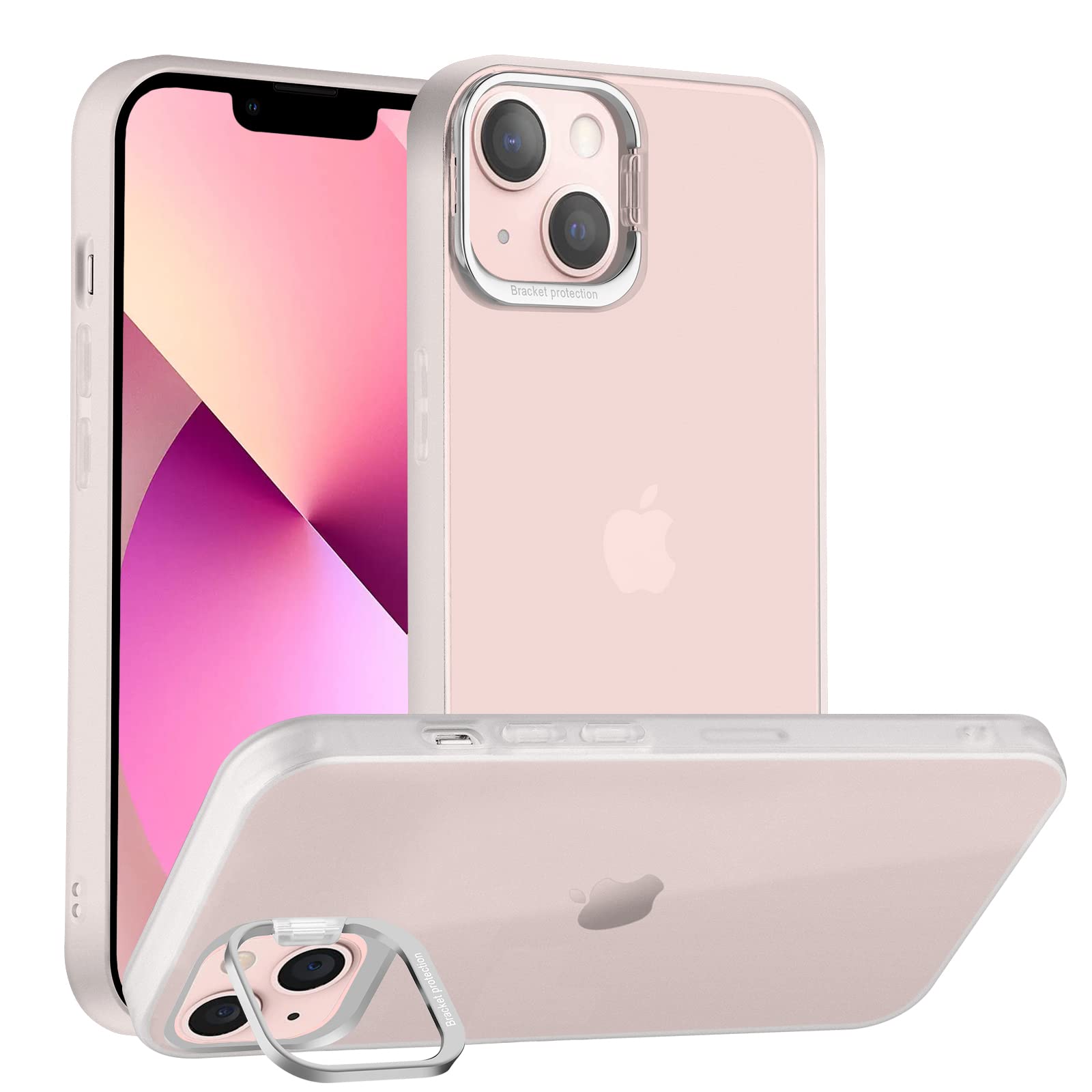 Slim Clear iPhone 13 Case with Metal Kickstand - Matte Anti-Fingerprint & Non-Yellowing Frosted Cover for iPhone 13 (6.1 inch) - Perfect for Work, Travel & Everyday Protection