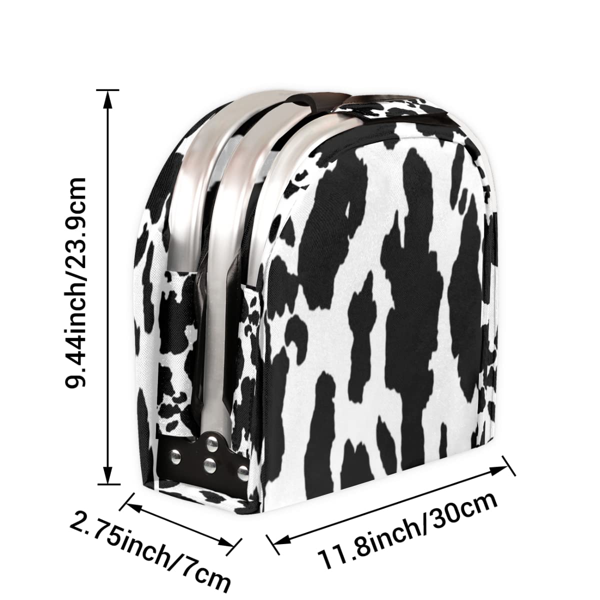 Collapsible Large Animal Print Reusable Shopping Tote Bag - Heavy Duty Grocery Bag with Handles - Foldable Picnic Basket for Travel, Camping, Beach & Market Use - Cow Pattern Design for Stylish Shopping & Outdoor Activities