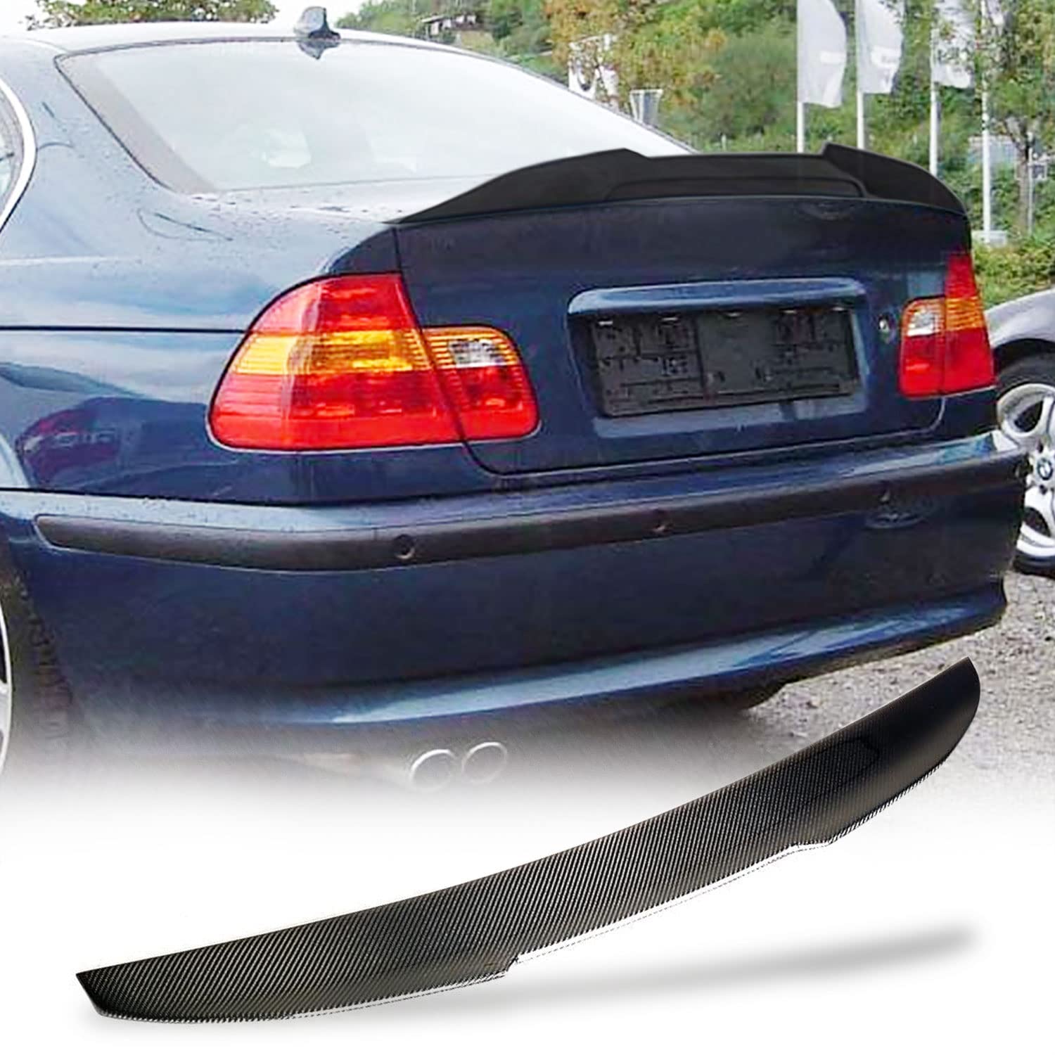 Carbon Fiber Trunk Spoiler for BMW 3 Series E46 Sedan (1998-2005) - 316i 318i 320i 323i 325i 328i 330i M3 - High Kick Duckbill Rear Wing Lip - Perfect for Street Racing & Car Shows
