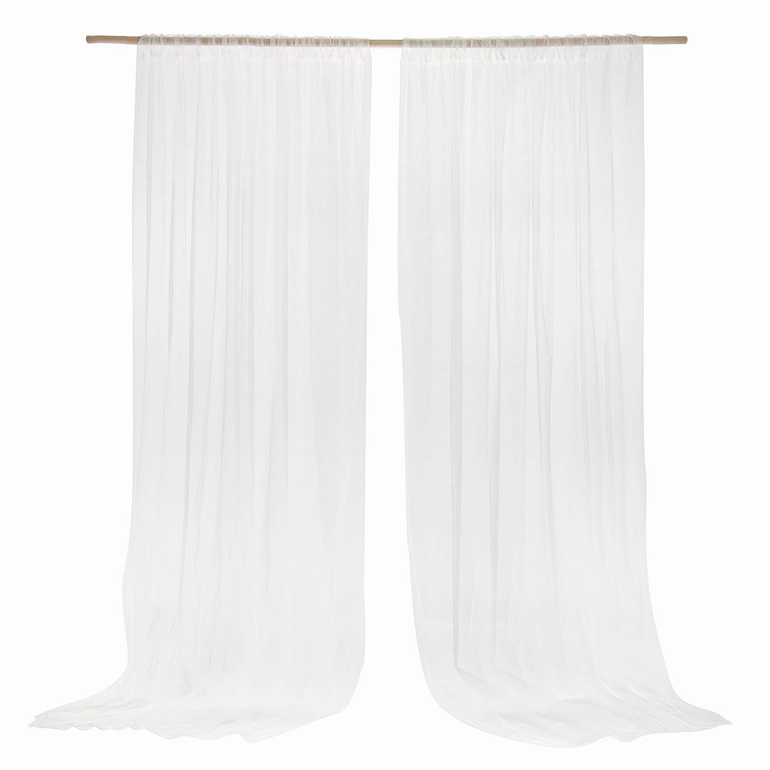 Ling's Moment 9FT Wrinkle-Free Wedding Table Skirt & Backdrop Curtains Set - 2 Panels 5ft x 10ft with 9FT Eucalyptus Willow Leaf Garland - Perfect for Wedding Decor, Bridal Shower, Baby Shower & Party Backdrops