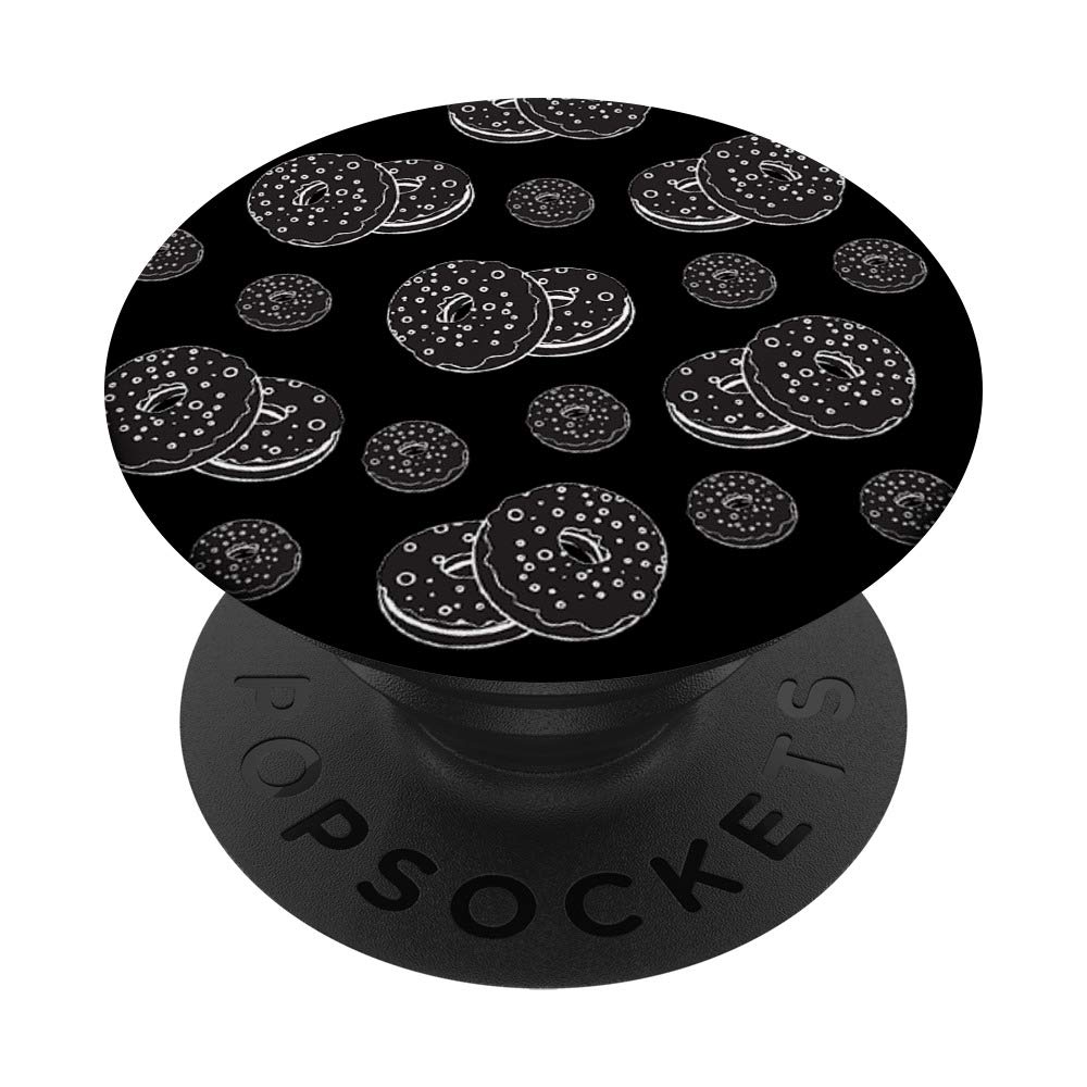 Black & White Donut Design PopSockets PopGrip - Swappable Phone Grip for iPhone, Samsung & Tablets | Cute Doodle Art for Artists & Food Lovers | Perfect for Drawing, Gaming & Daily Use
