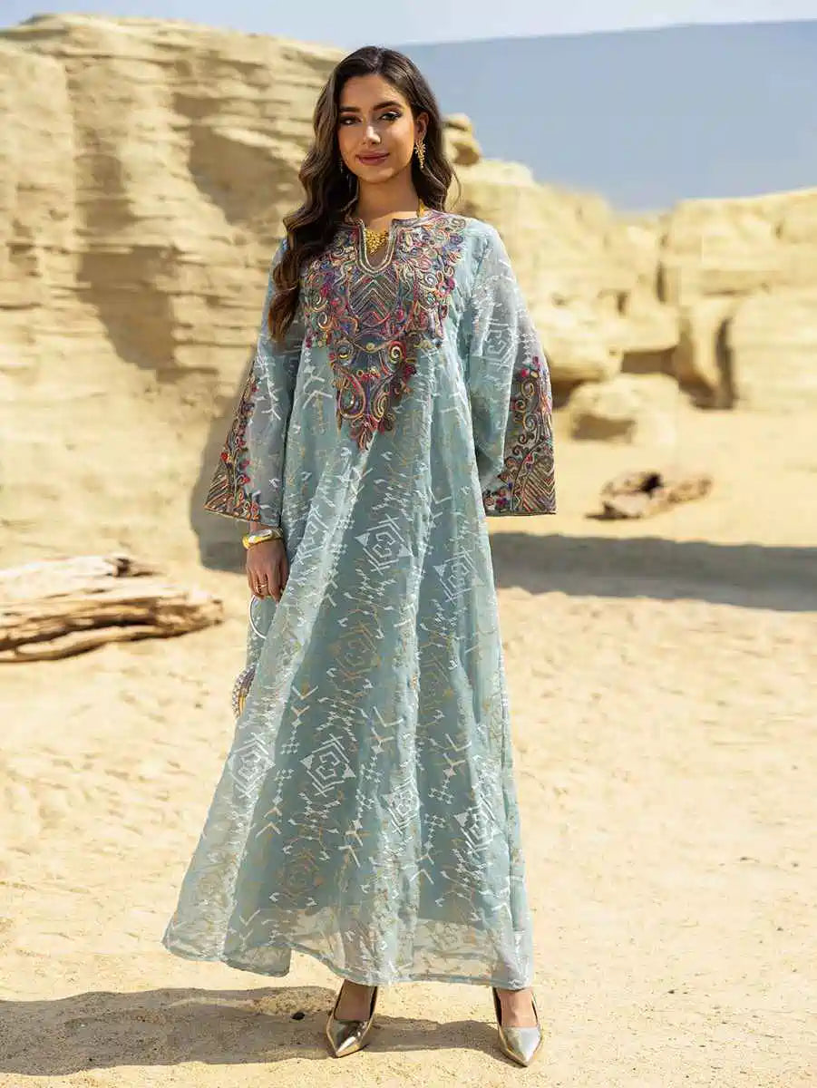 Elegant Eid Dress for Women - Doris Embroidery Caftan Kaftan Maxi Dress #25464 | Perfect for Eid Celebrations, Weddings & Special Occasions