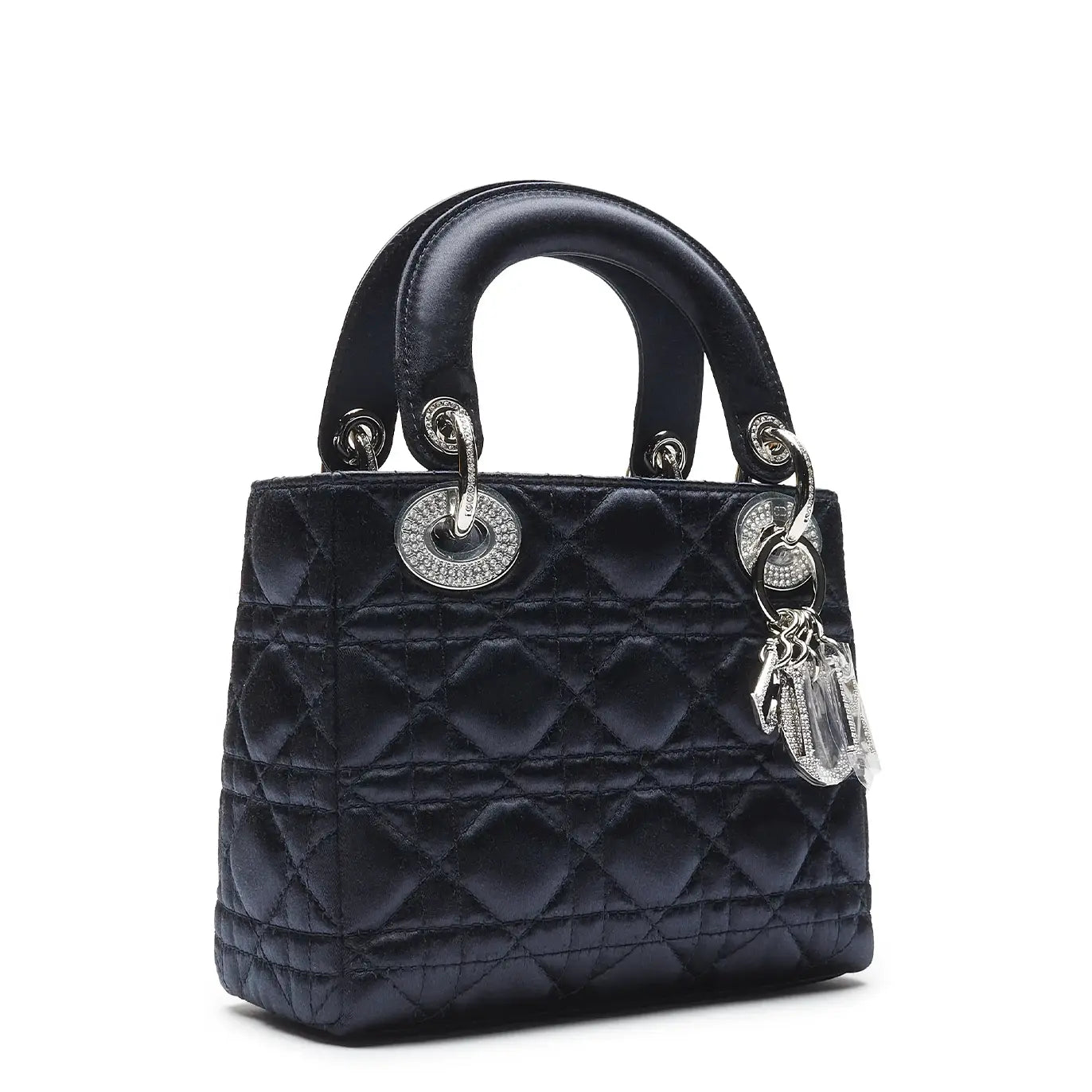 Dior Lady Dior Mini Handbag in Satin Blue - Limited Edition Diana Bag for Women | Perfect for Evening Parties, Weddings & Luxury Gift Giving