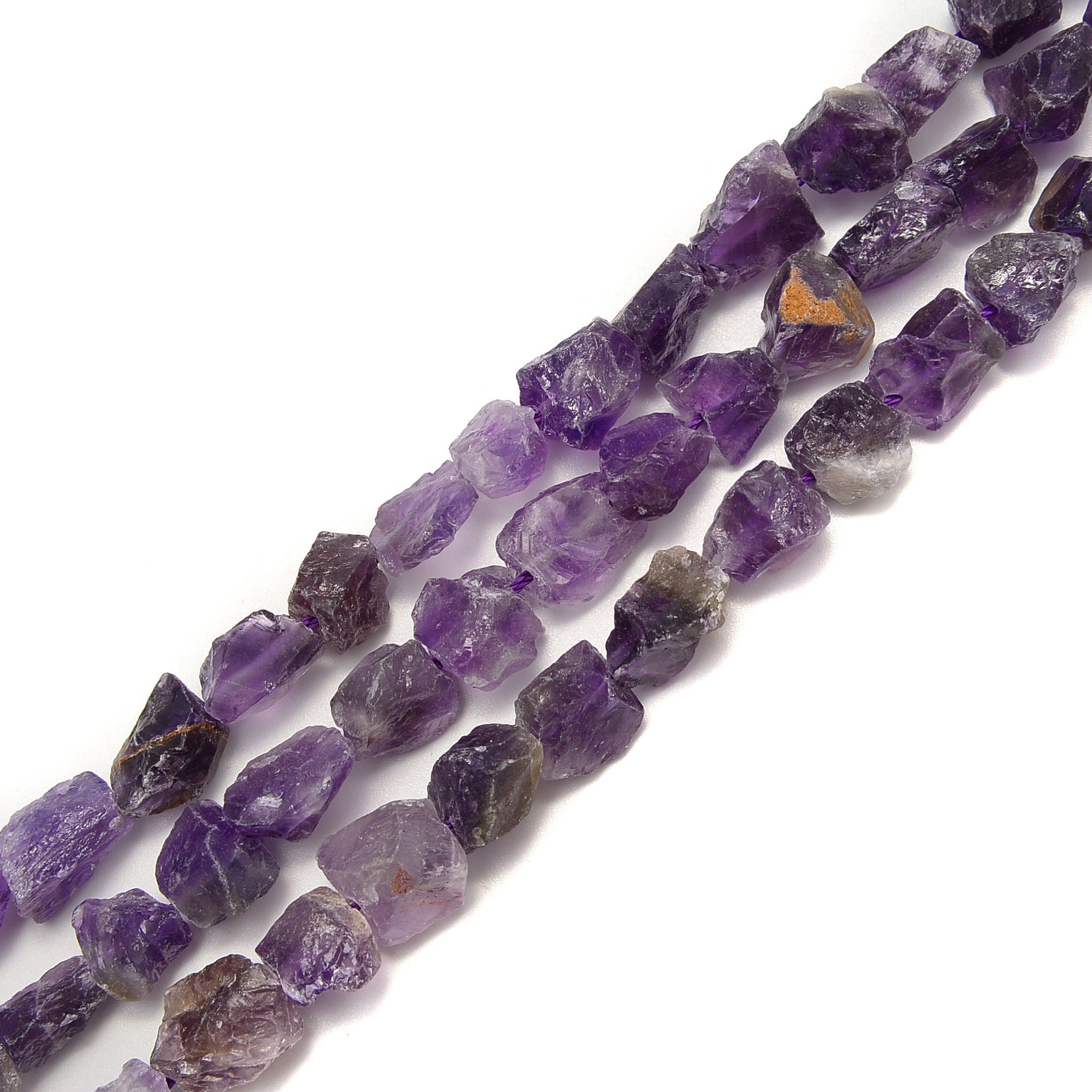 Natural Amethyst Rough Nugget Chunks - 7x10mm Side Drill Beads (15.5 Inch Strand) for Jewelry Making, DIY Crafts & Healing Crystals - Perfect for Necklaces, Bracelets & Spiritual Decor