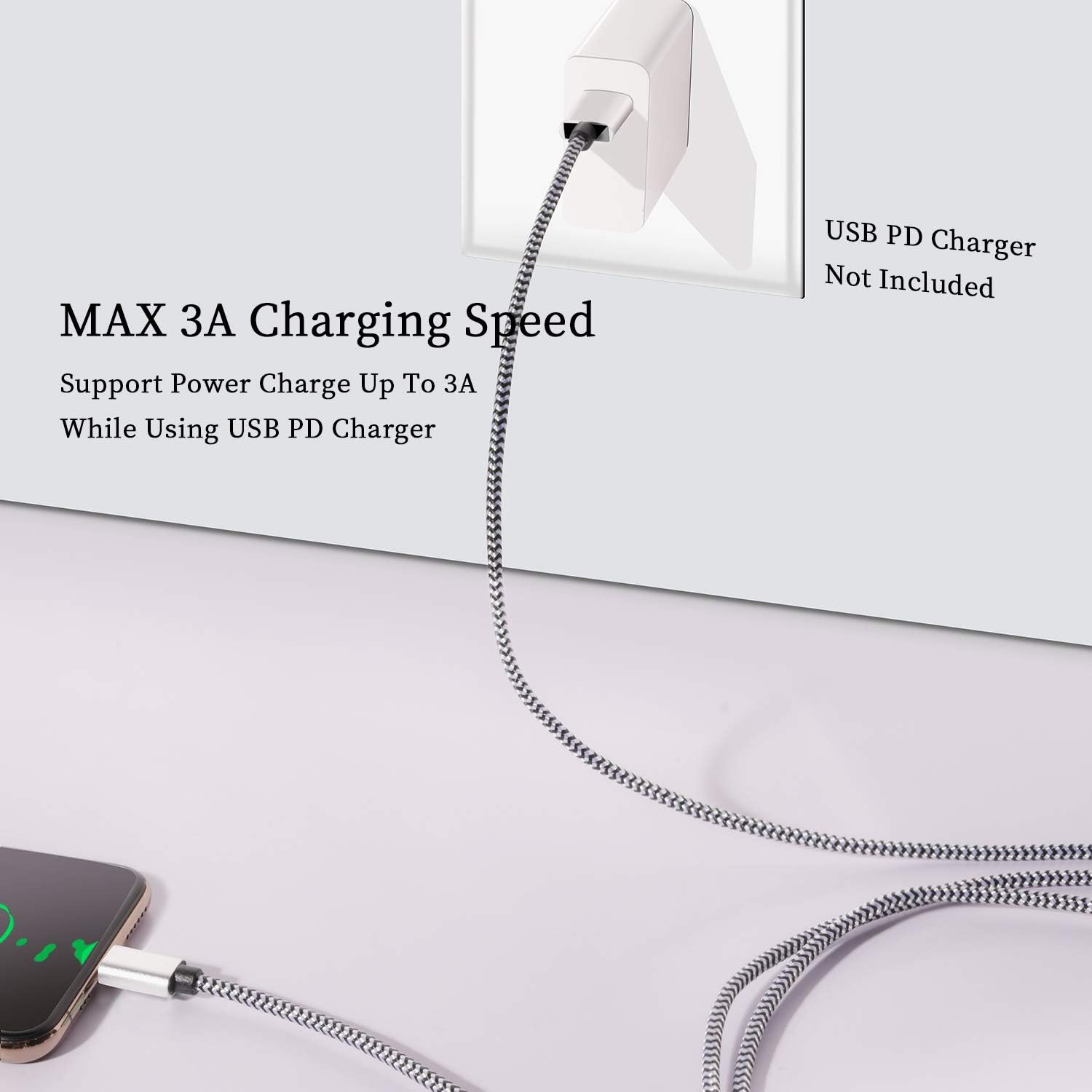 5 Pack MFi Certified USB-C to Lightning Cable 3ft - Fast Charging & Data Sync Nylon Braided Cord for iPhone 16/16 Pro/15/15 Pro Max, iPad, AirPods - Perfect for Home, Office & Travel Charging
