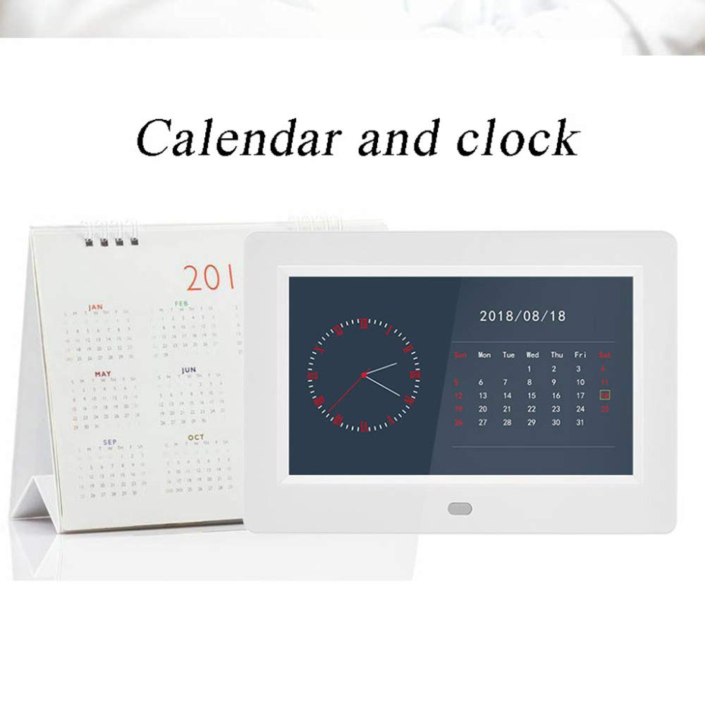 7 Inch Digital Photo Frame - 1024x600 HD IPS Screen, Electronic Picture Frame with Remote - Supports MMC/SD Card, Plays Photos/Music/Videos, Calendar & Clock Display - Perfect for Home, Office, and Gift Giving