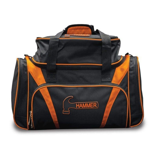 Premium Deluxe Black & Orange Double Tote Bowling Bag - Heavy Duty 2-Ball Carrier with Reinforced Handles for League Play & Tournament Travel