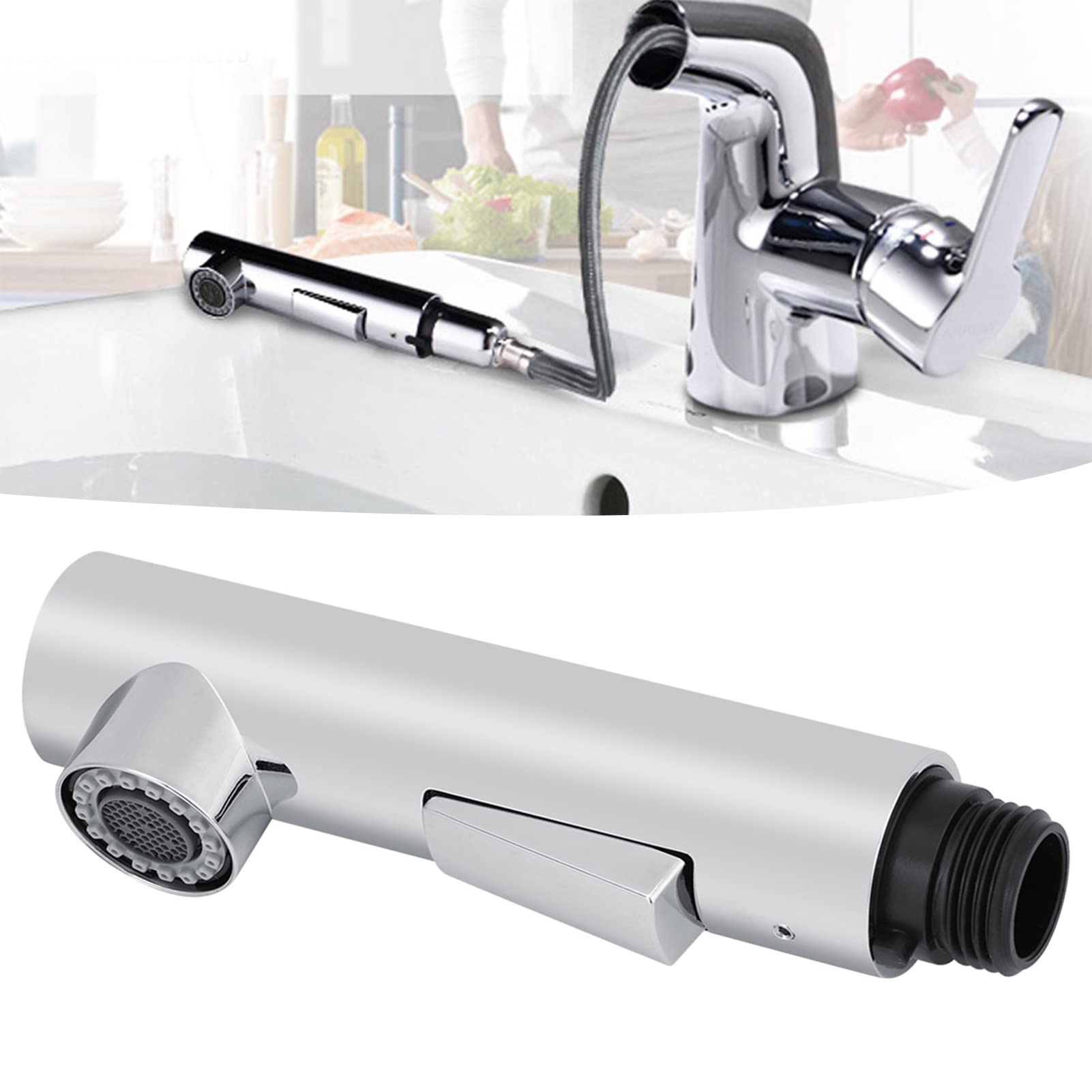 High-Quality Pull-Out Kitchen Faucet Spray Head Replacement - Durable Sink Sprayer with Adjustable Water Flow for Easy Dishwashing & Food Prep | Perfect for Modern Kitchens & Home Renovations
