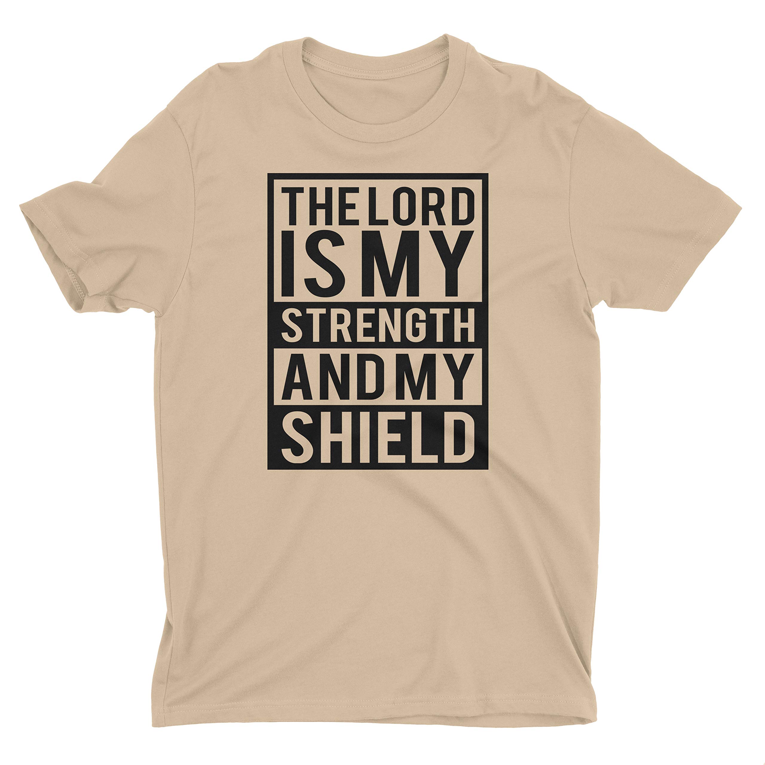 Lord is My Strength and My Shield Christian T-Shirt - Inspirational Bible Verse Tee for Men & Women - Church Worship, Bible Study, Daily Faith Wear