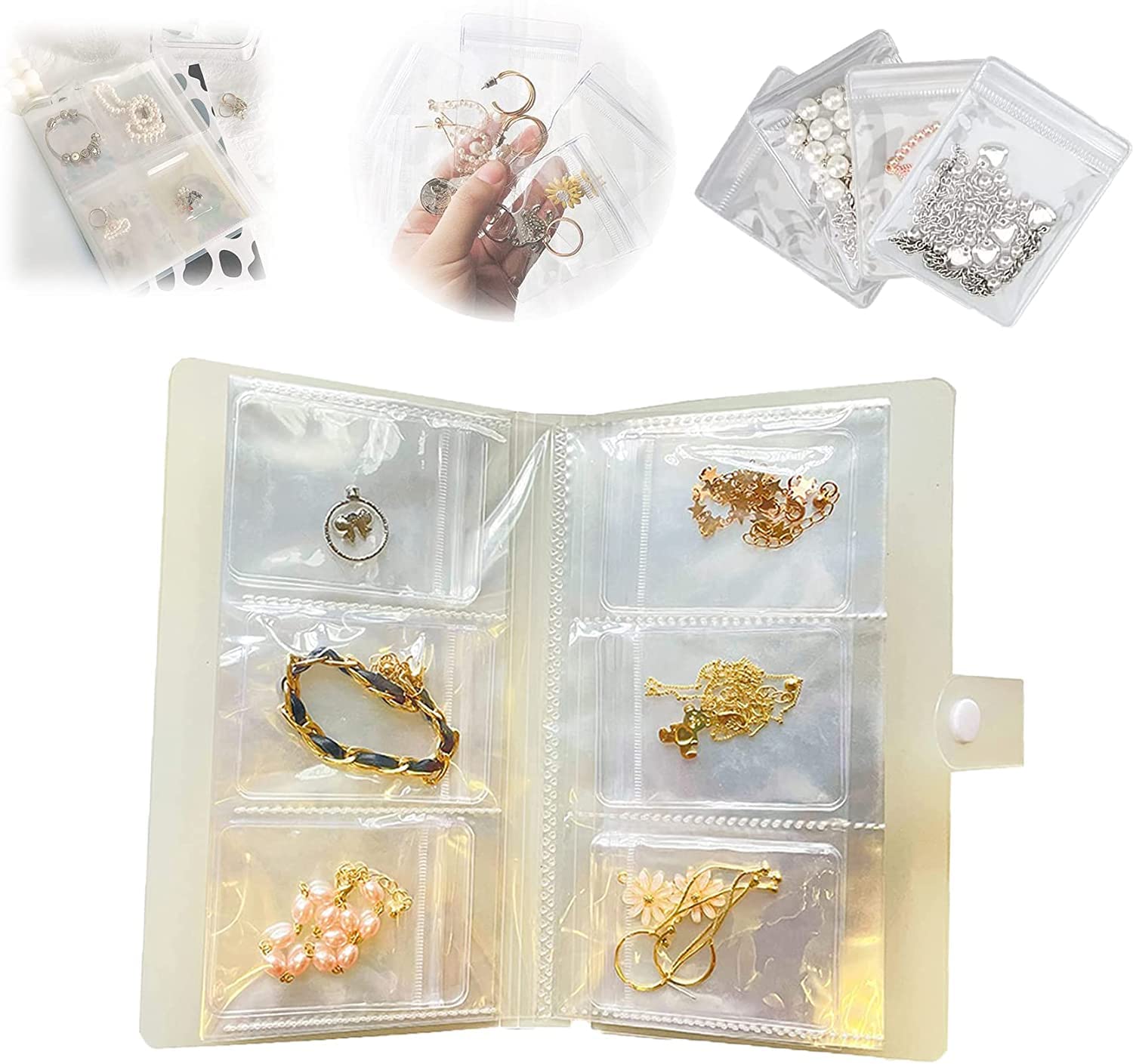 ZZHFC Transparent Jewelry Organizer Book - Portable Travel Jewelry & Earring Storage Case with Multiple Pockets, Anti-Tarnish Jewelry Holder for Necklaces, Rings & Accessories | Perfect for Travel, Home Organization & Gift Giving
