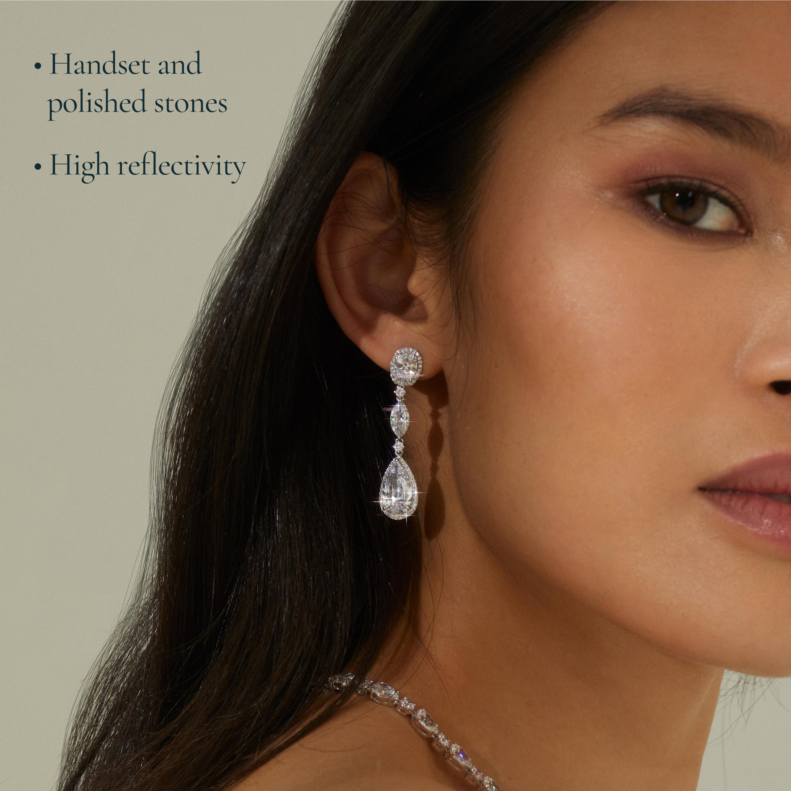 Nadri Teardrop Earrings for Women - Hypoallergenic Oval Dangle Earrings with Cubic Zirconia | Elegant Jewelry Gift for Parties, Weddings & Everyday Wear