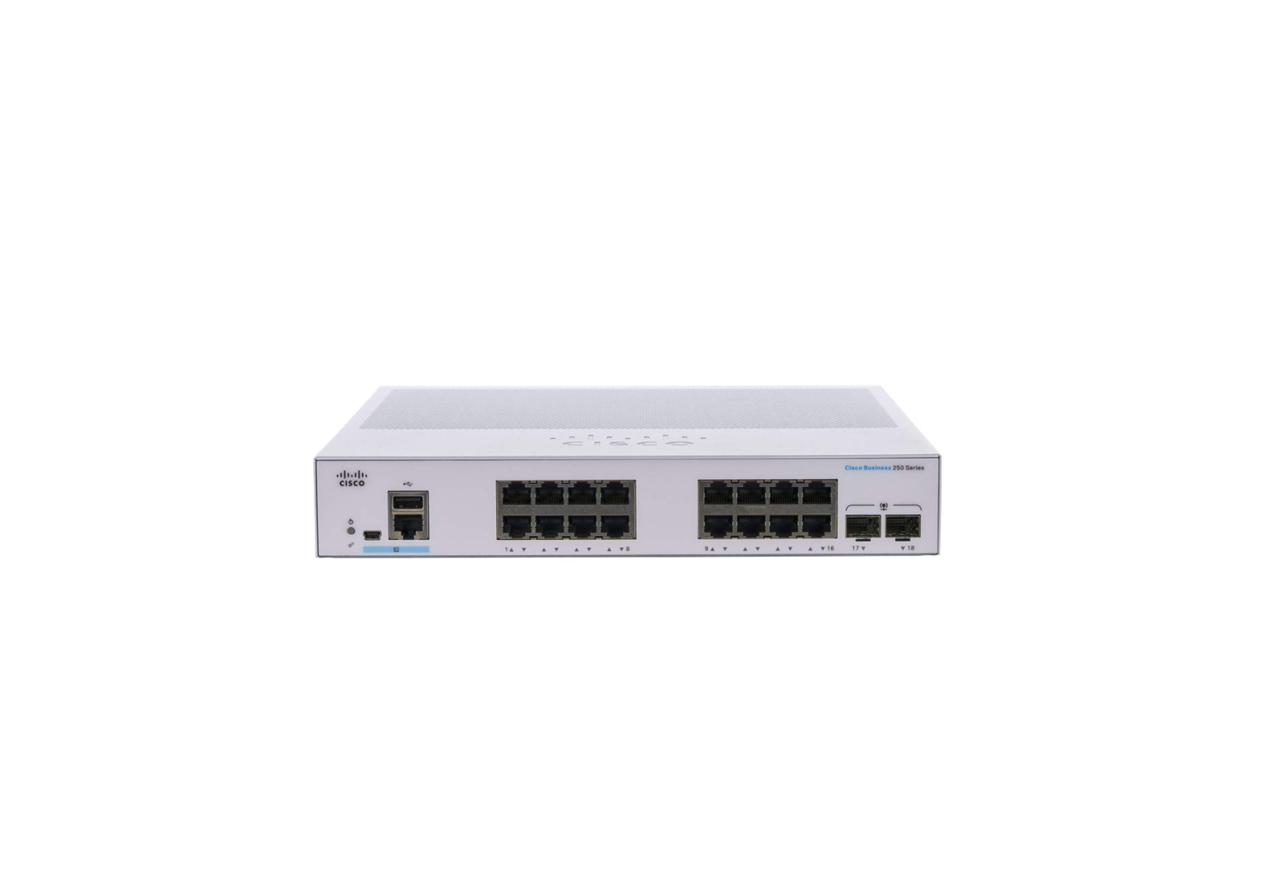 CISCO CBS250-16T-2G 16-Port Gigabit Smart Switch with 2x1G SFP | Business Network Switch | Limited Lifetime Warranty | Renewed | Ideal for Office Networking & Small Business IT Infrastructure