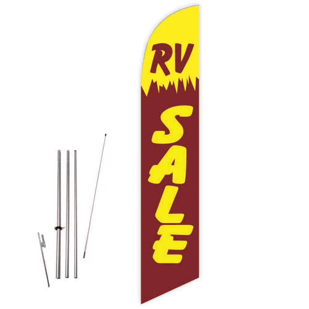 RV Feather Flag with 15ft Pole Kit - Yellow/Brown for Outdoor Events