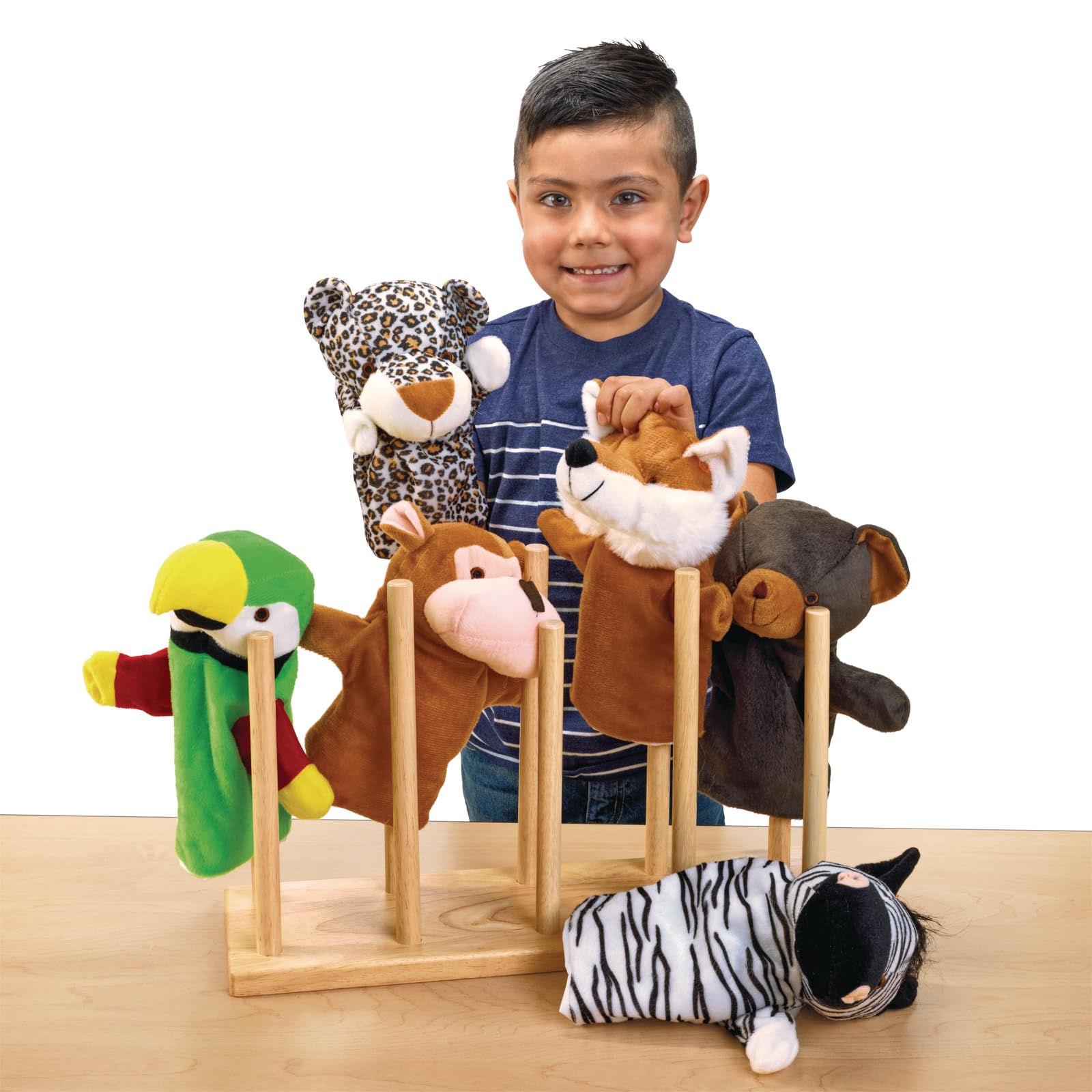 Professional Wooden Puppet Stand for Hand Puppets - Portable Puppet Theater Display Holder for Kids, Storytelling, Classroom & Home Use