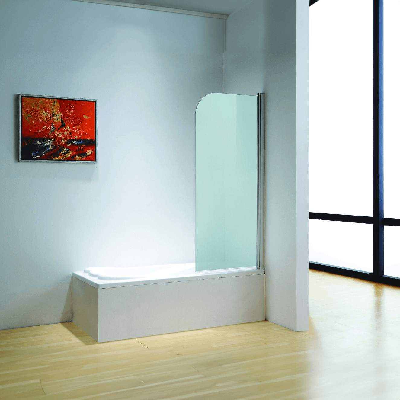 Dreamwerks 30-Inch Wide x 59-Inch Tall Frameless Frosted Glass Pivot Shower Door with Chrome Finish - Perfect for Modern Bathroom Renovations and Spa-Like Showers