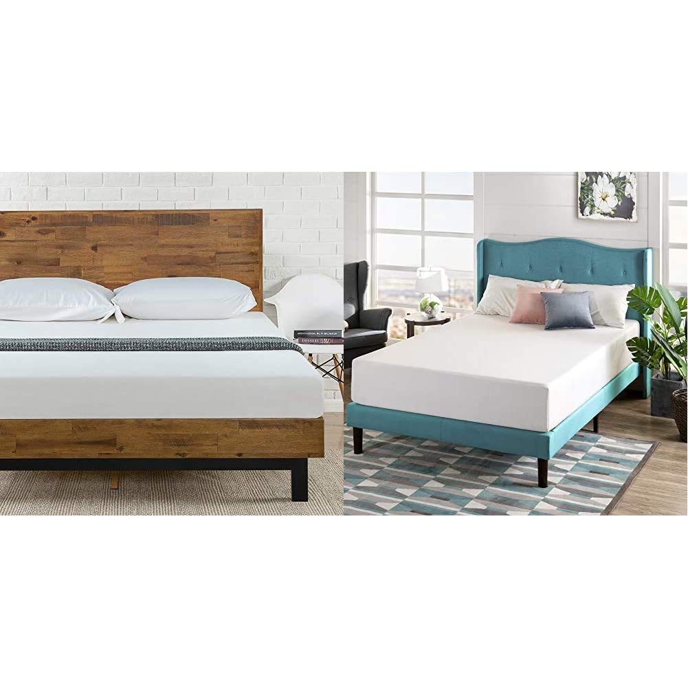 Zinus Tricia 12 Inch Queen Platform Bed Frame with Green Tea Memory Foam Mattress - CertiPUR-US Certified, Box Spring Replacement, Bed-in-a-Box for Pressure Relief & Support - Perfect for Master Bedrooms, Guest Rooms & Small Spaces