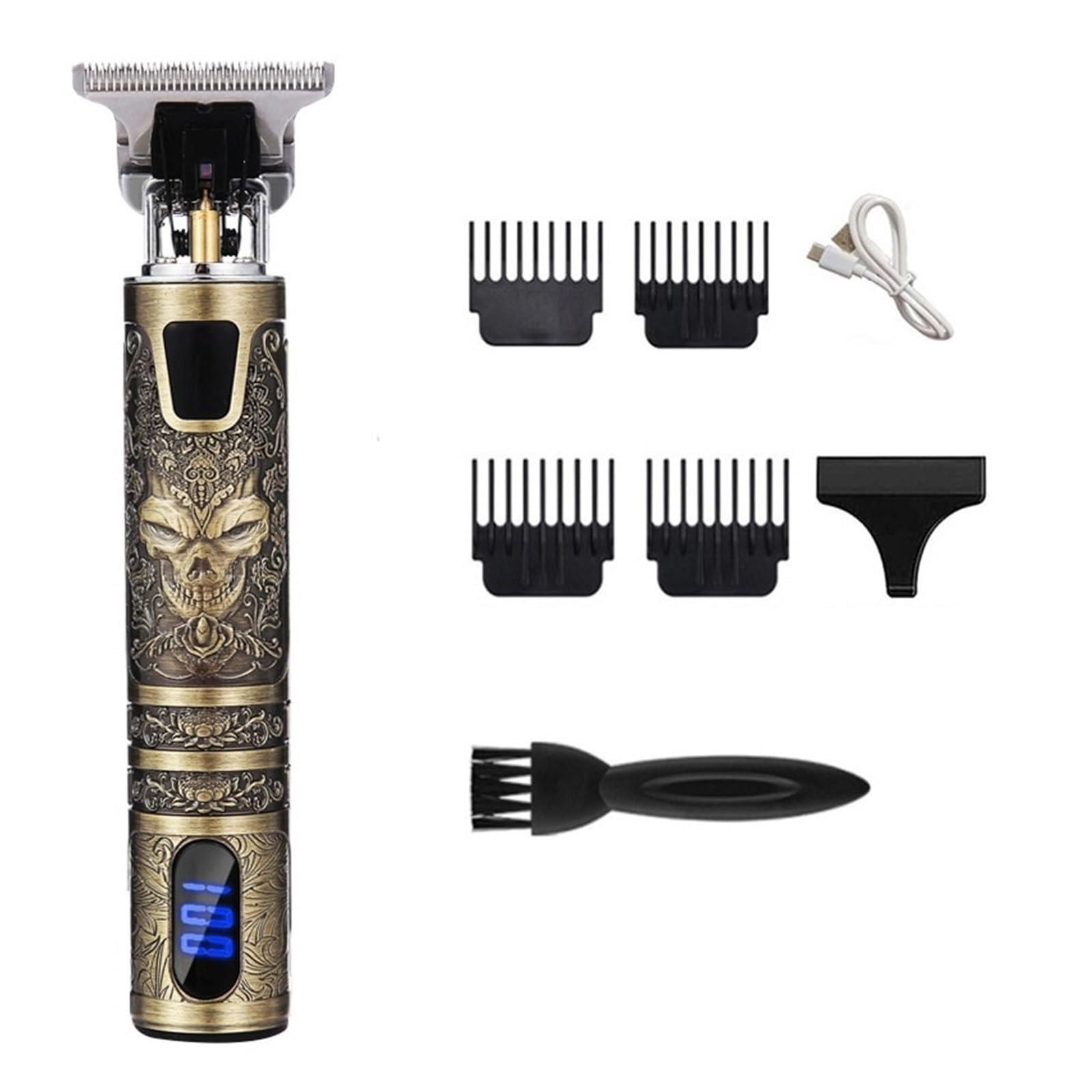 Professional USB Rechargeable Hair Clipper & Beard Trimmer for Men - Electric Barber Shaver with Precision Blades, Cordless Hair Cutting Machine (Devil-02) - Perfect for Home Grooming, Salon Use & Travel Essentials