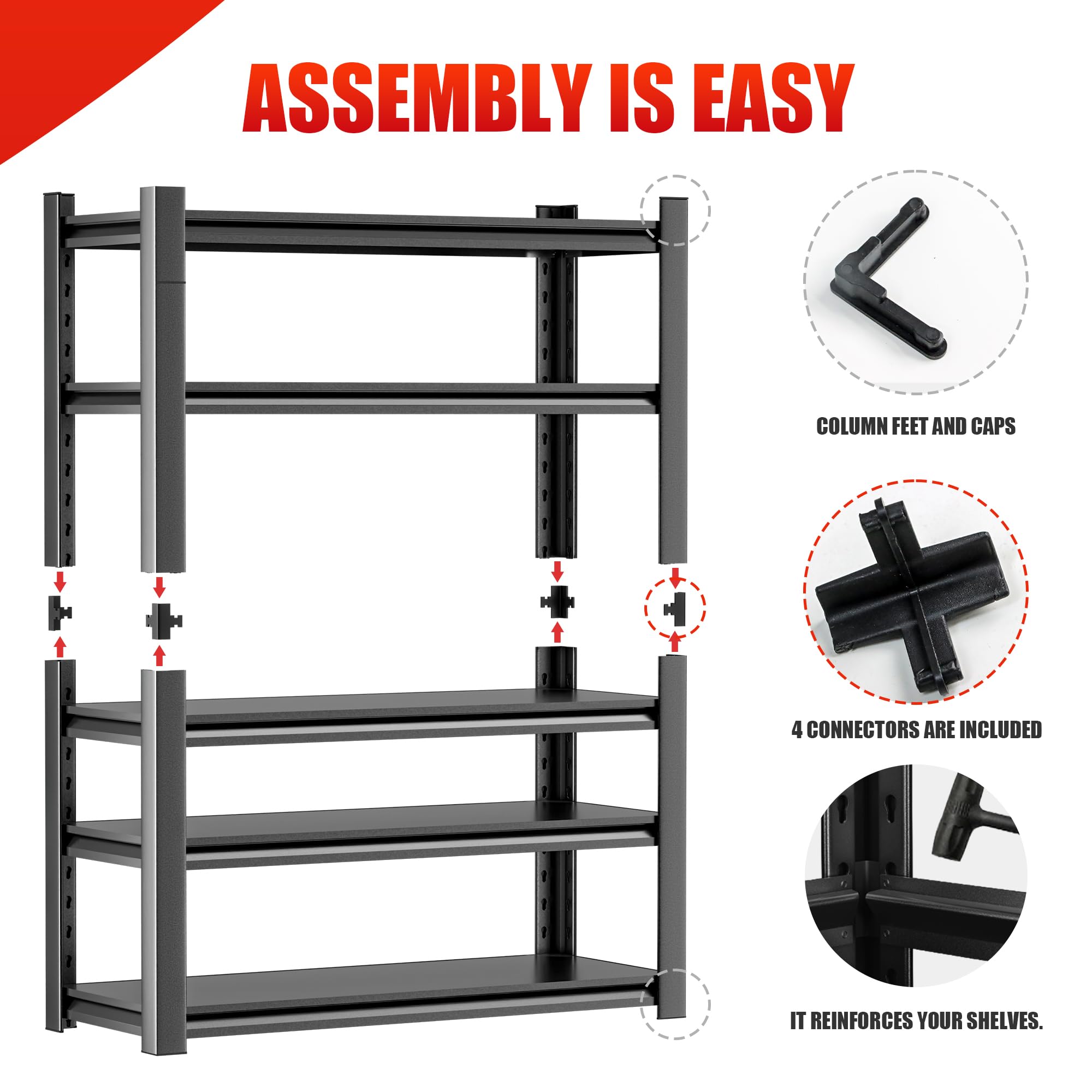 5-Tier Heavy Duty Metal Garage Shelving Unit - Industrial Storage Shelf for Garage, Workshop & Warehouse (24