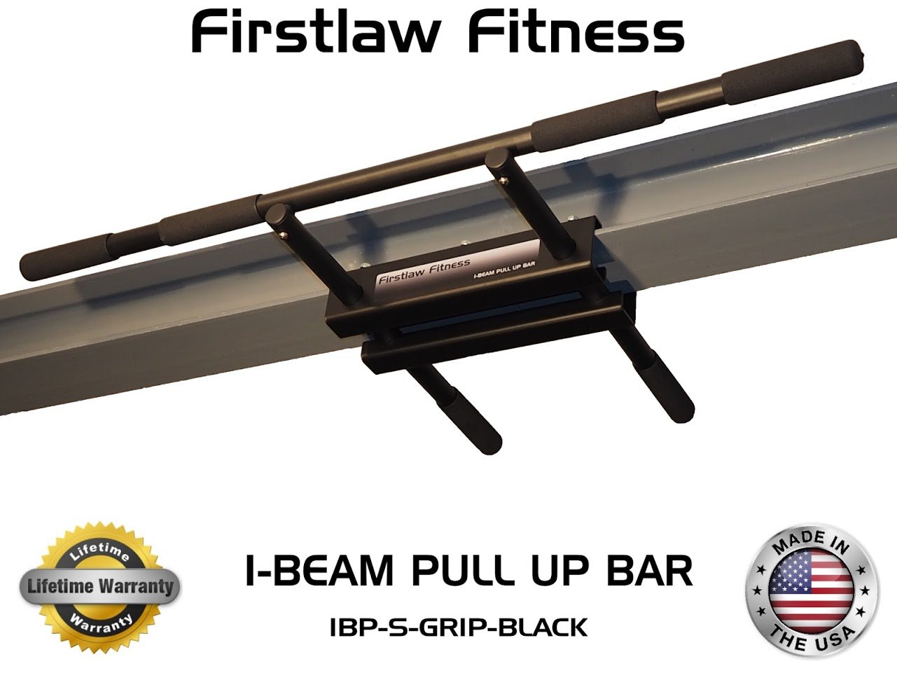 600 LBS Weight Limit Heavy Duty I-Beam Pull Up Bar - Straight Long Bar with Durable Rubber Grips - Black Label - Made in USA - Perfect for Home Gym, CrossFit & Strength Training