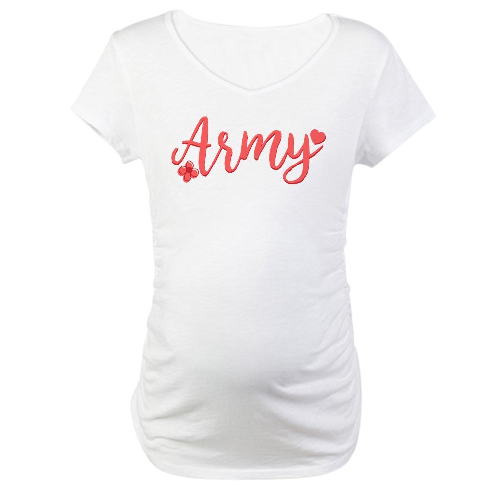Army Girly Text Maternity T-Shirt - Comfortable Cotton Pregnancy Tee for Military Moms | Perfect for Baby Showers, Military Events & Casual Wear