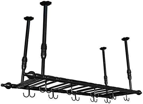 LLNN Vintage Metal Wine Rack - Wall Mounted Ceiling Hanging Wine Bottle Holder for Kitchen, Bar & Dining Room Decor - Retro Iron Beer Mug Display Shelf (150×30cm) - Perfect for Home Bars, Restaurants & Wine Cellar Organization