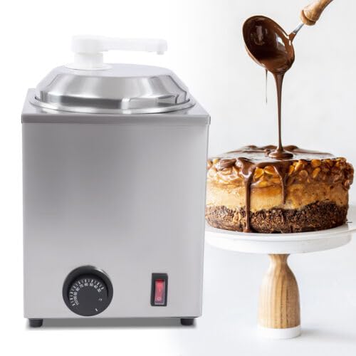**Electric Cheese Dispenser with Pump - 2.4Qt Stainless Steel Nacho Cheese Warmer, 650W Hot Fudge & Caramel Butter Dispenser - Perfect for Parties, Cinemas & Restaurants**