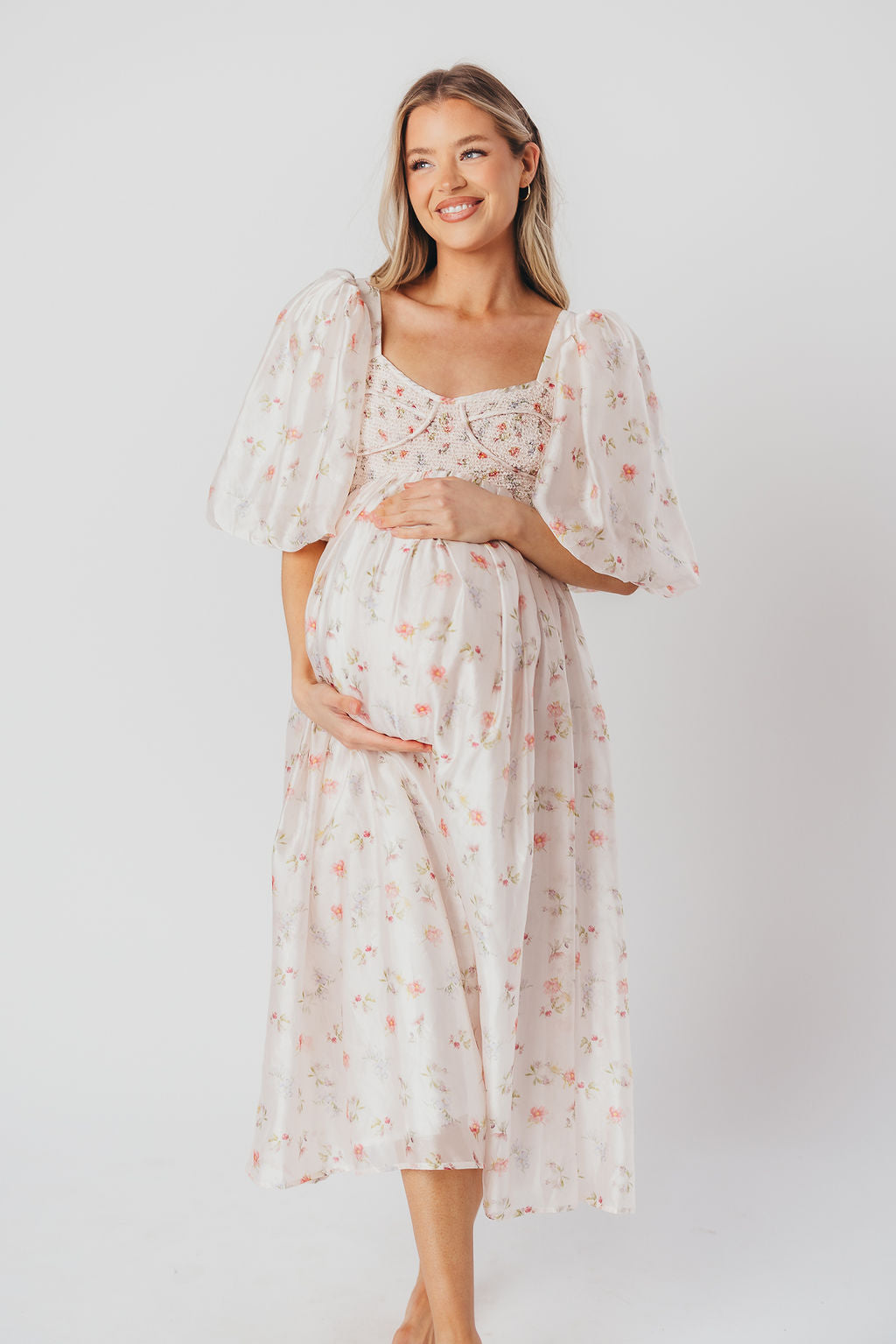 Harlow Maxi Dress - Tiny Pink Floral Print, Bump Friendly Maternity Dress, Inclusive Sizing S-3XL for Women | Perfect for Summer Weddings, Beach Vacations & Casual Outings
