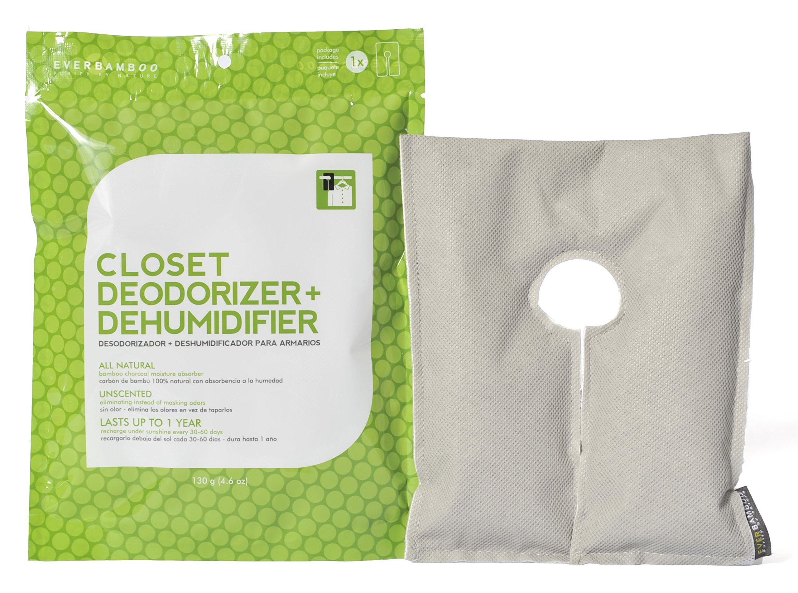 Natural Bamboo Charcoal Closet Deodorizer & Dehumidifier - 130g | Eliminates Odors, Absorbs Moisture | Perfect for Closets, Drawers, Shoes & Small Spaces